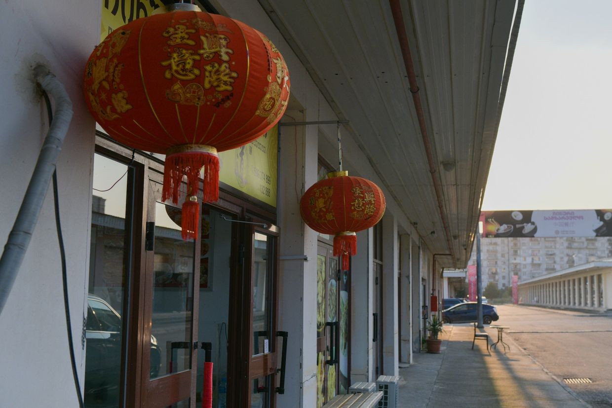 Chinese lanterns outside a restaurant within the Hualing Sea Plaza complex. Photo: Tamuna Chkareuli/OC Media.