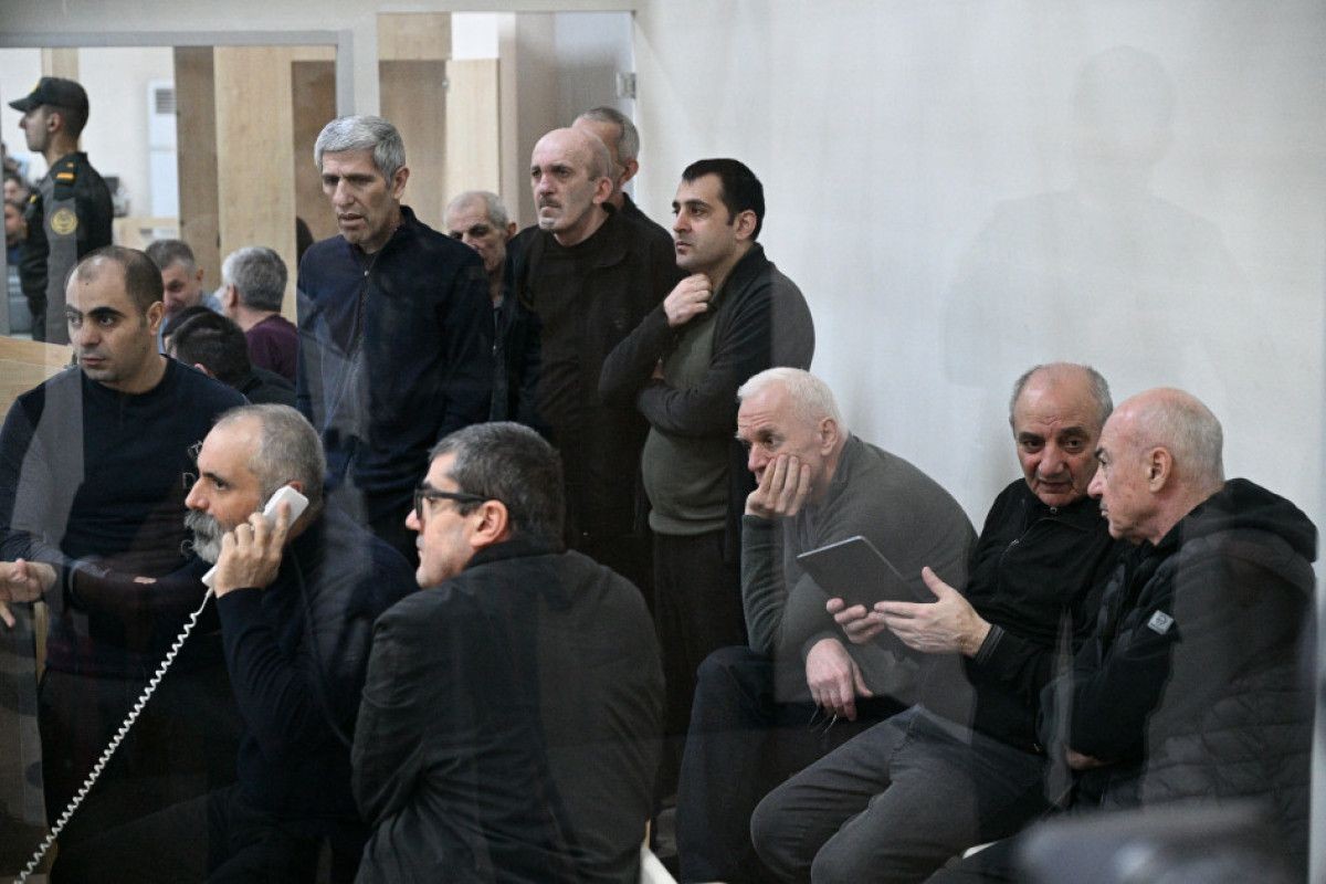 The former Nagorno-Karabakh officials on trial. Photo via APA.