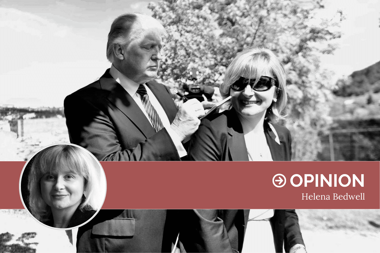 Helena Bedwell interviewing Donald Trump at the Narikala Fortress in 2010. Courtesy photo.
