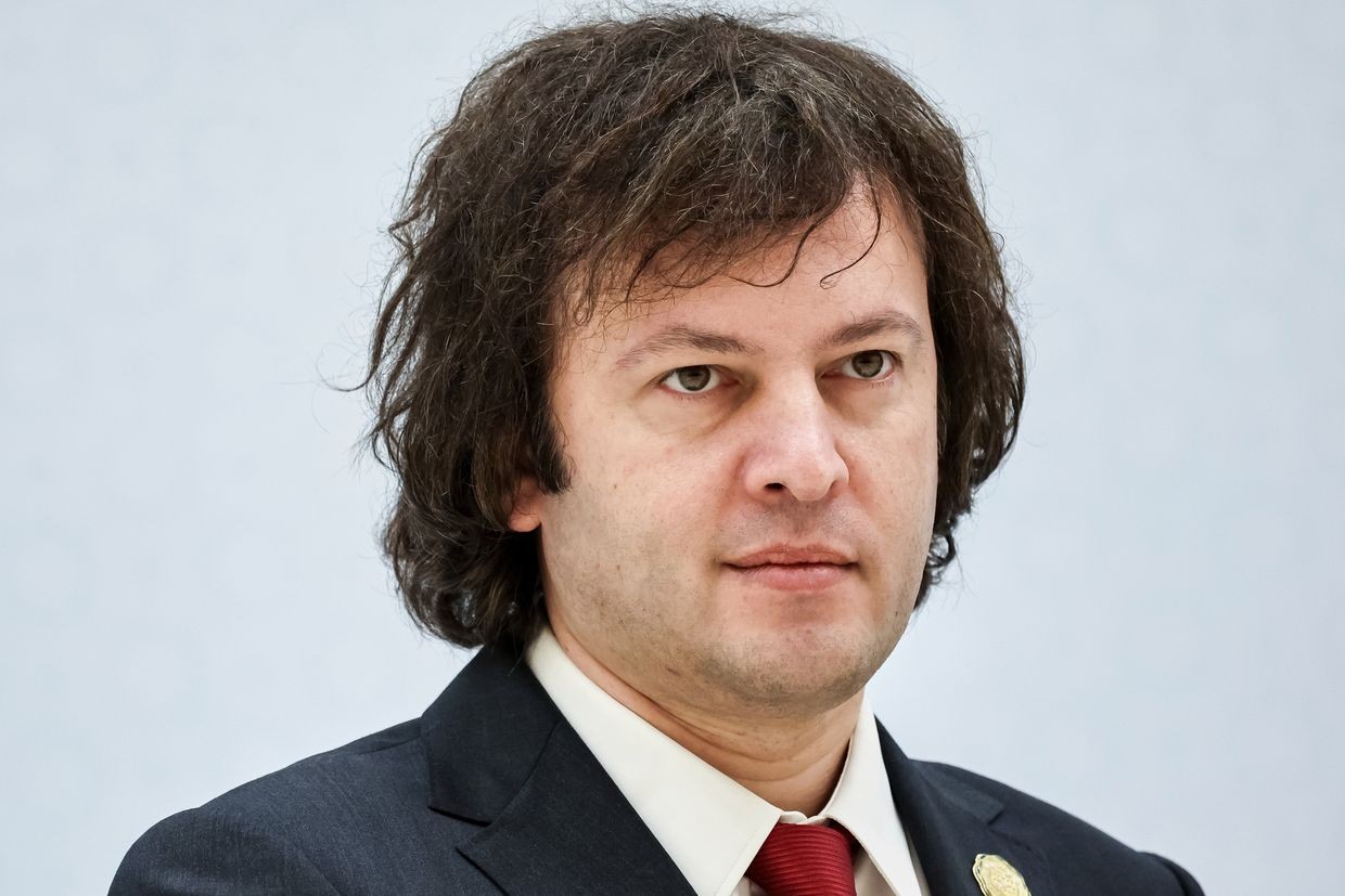 Georgian Prime Minister Irakli Kobakhidze on the sidelines of an international forum in Ashgabat, Turkmenistan on 12 December 2025. (Aleksandr Kazakov/Kremlin Pool Photo via AP).
