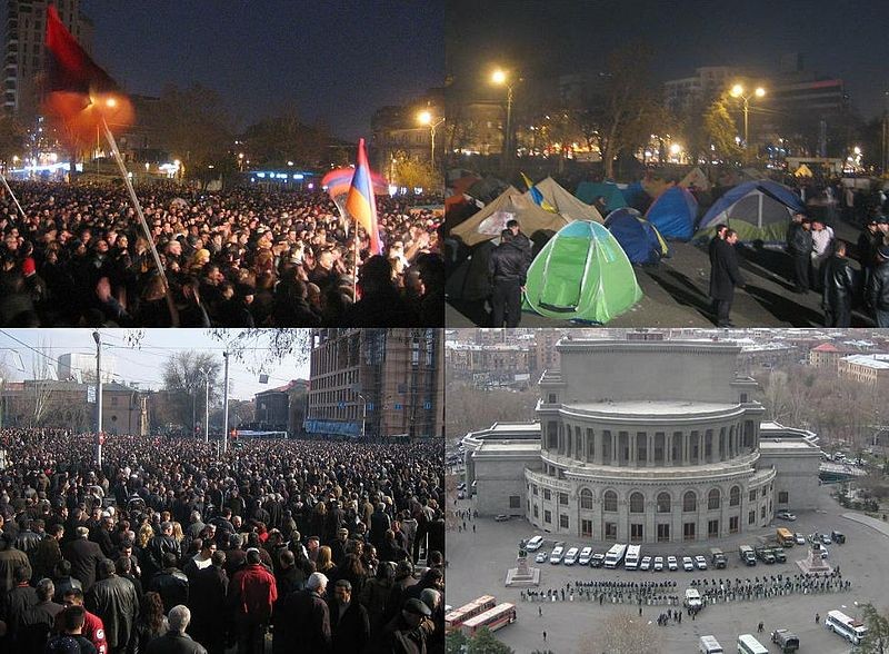 Pashinyan was a prominent figure during the 1 March 2008 protests in Yerevan. Image via Wikipedia.
