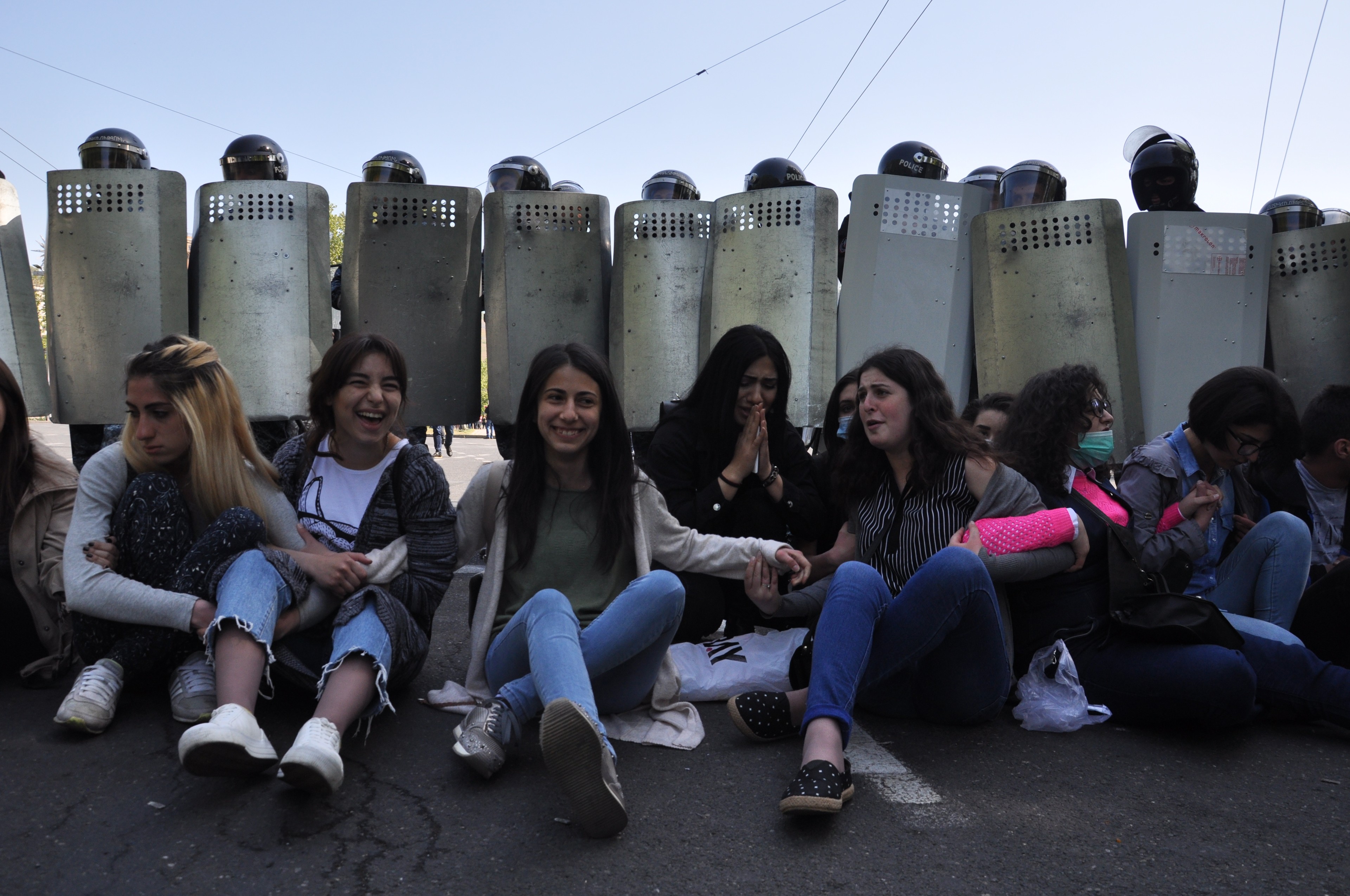 Protesters in Yerevan during the Velvet Revolution. Photo:  Mariam Nikuradze/OC Media