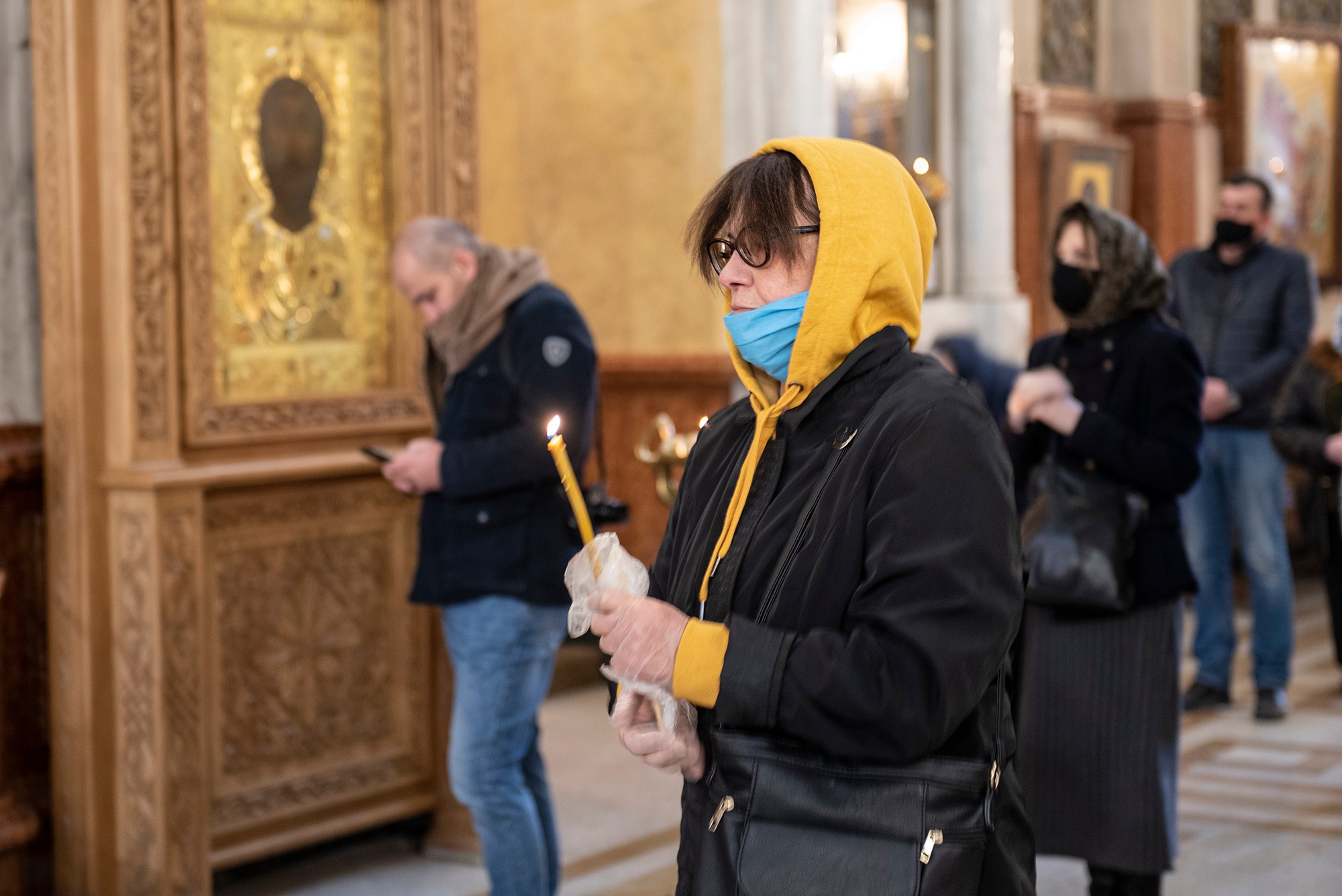 A woman attends a Church service in the Sameba Trinity Cathedral in Tbilisi. Photo: Mariam Nikuradze/OC Media.