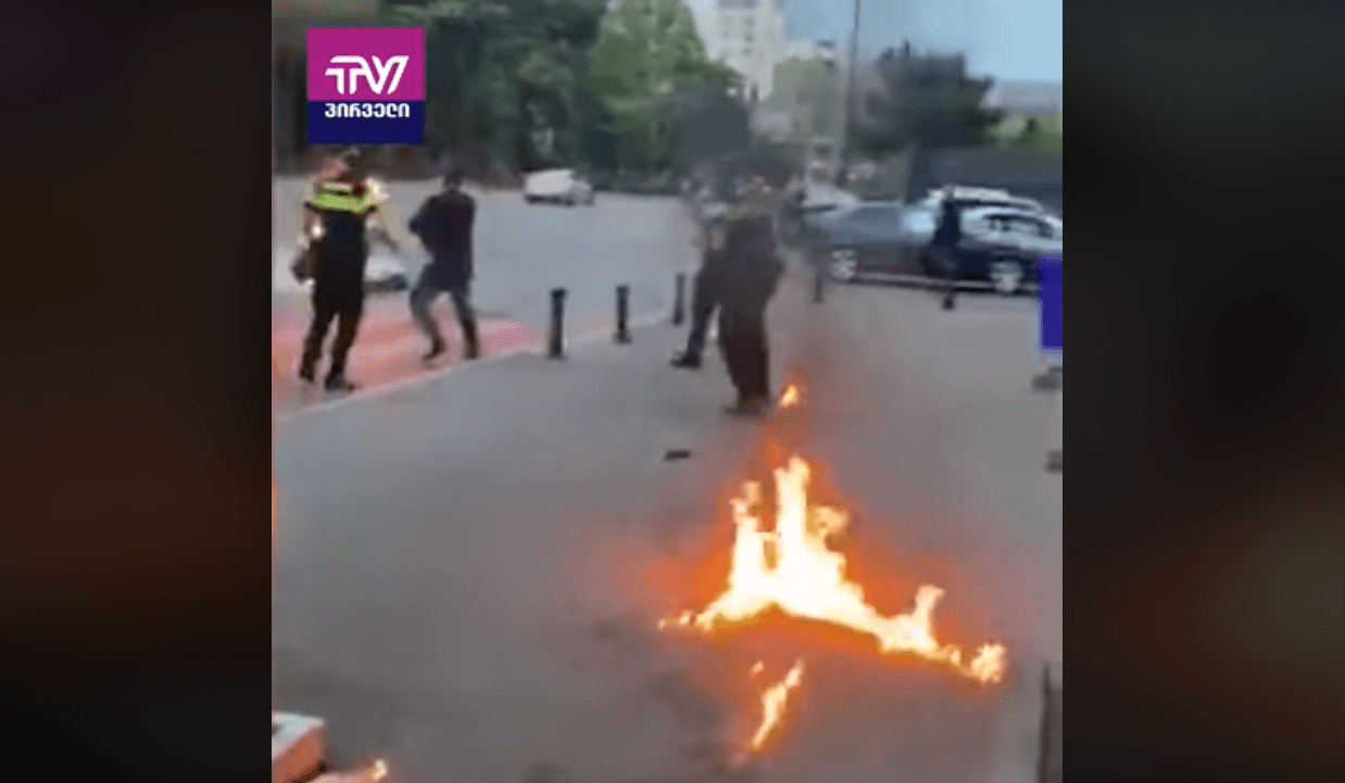 Photo: Still from the TV Pirveli video. 