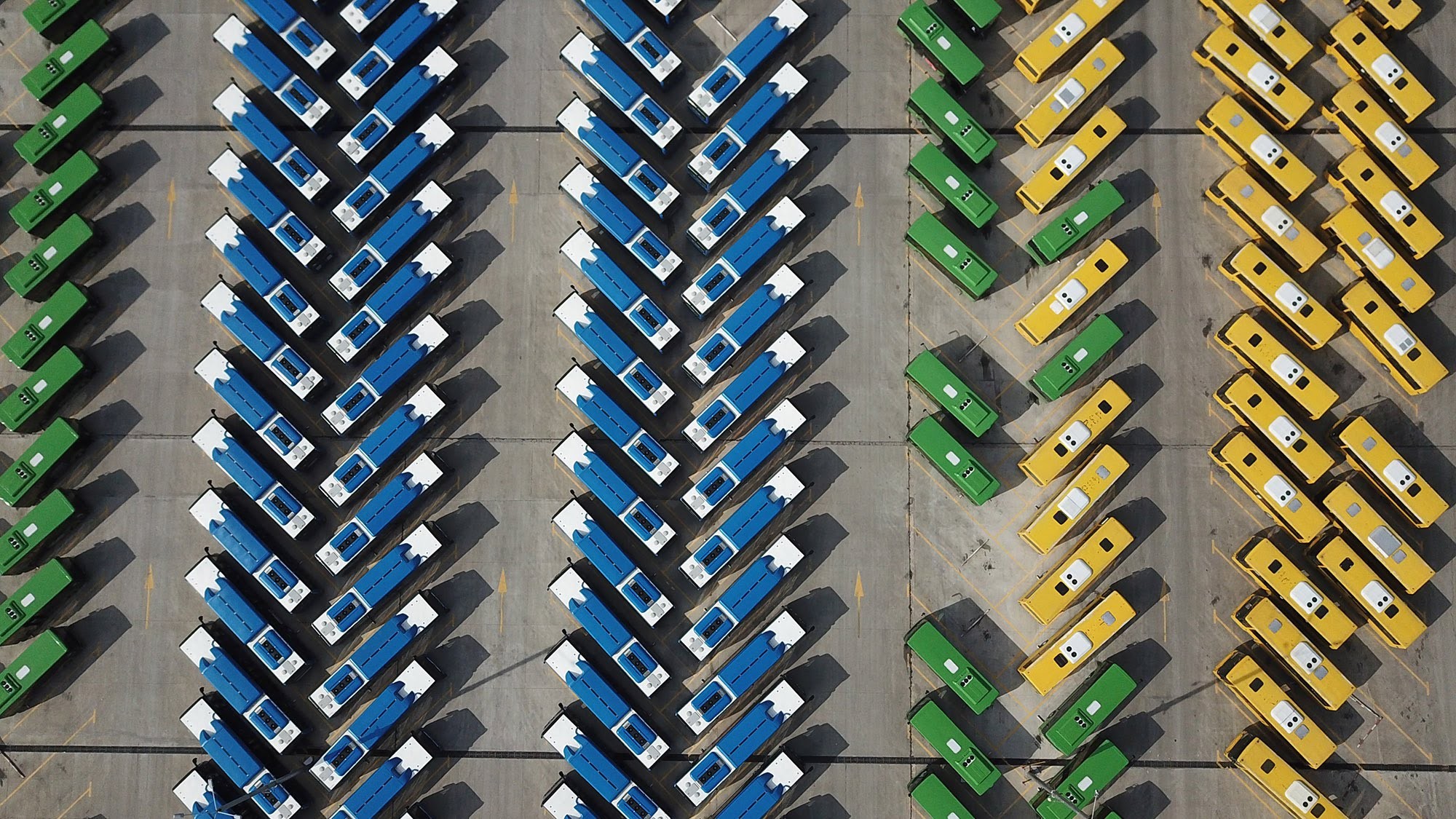 Buses parked in the depot in Tbilisi. Photo: Mariam Nikuradze/OC Media.