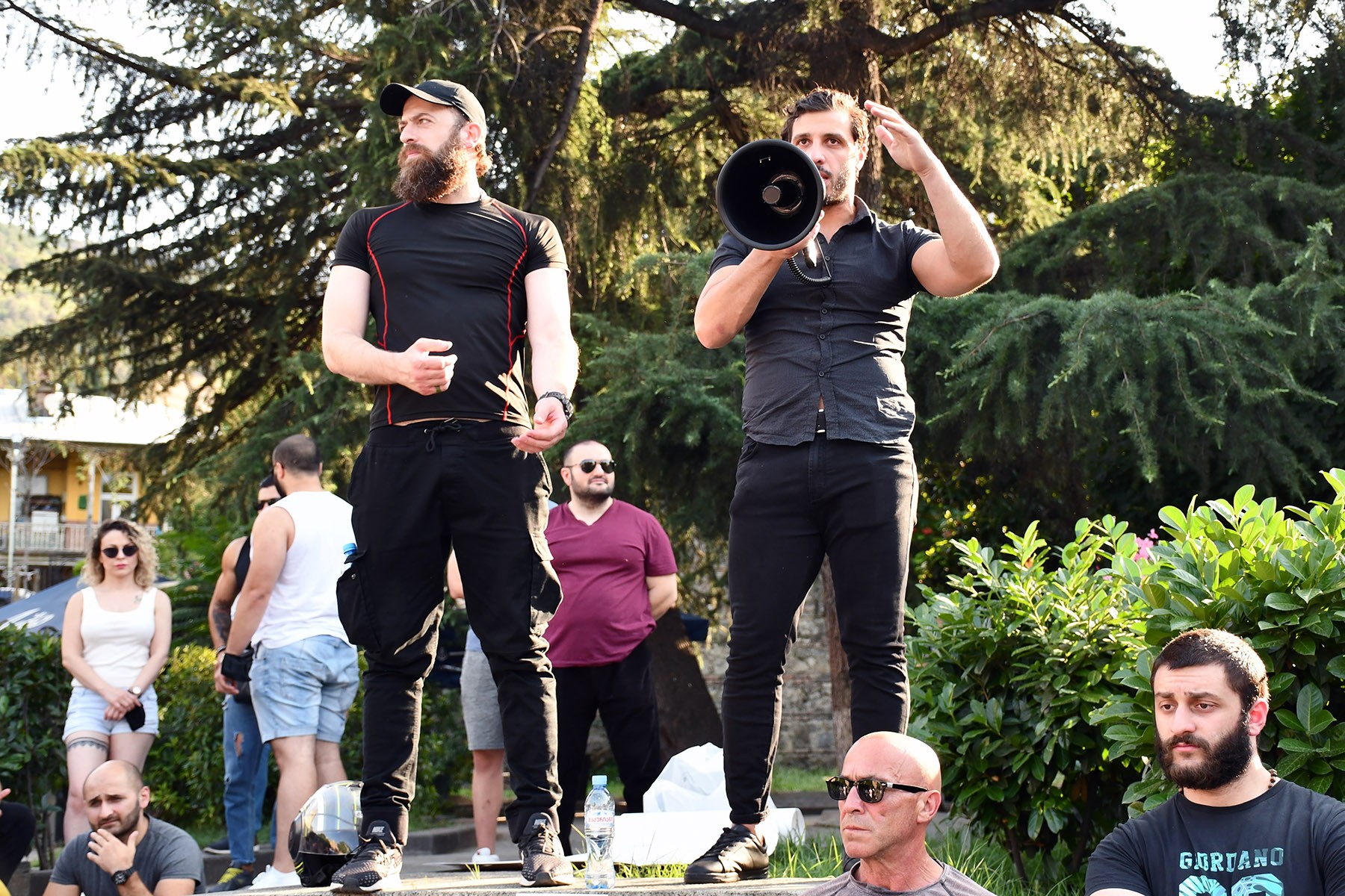 Addressing the rally on 2 June, personnel trainer Gioirgi Vasadze insisted the gathering was apolitical. Photo: Shota Kincha/OC Media.