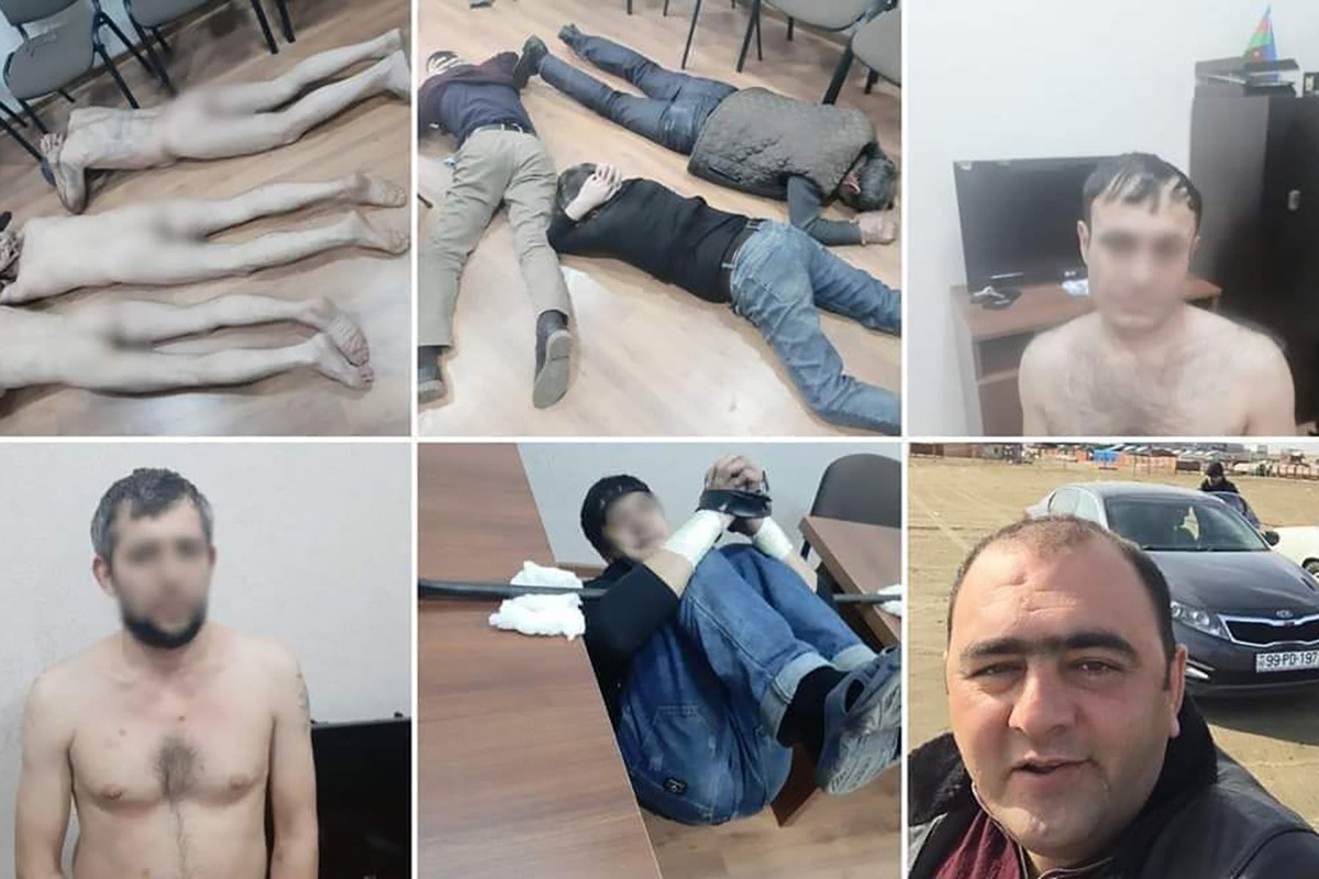 Photos of detainees allegedly taken in the Nasimi District Police Department. Via Azadliq.  