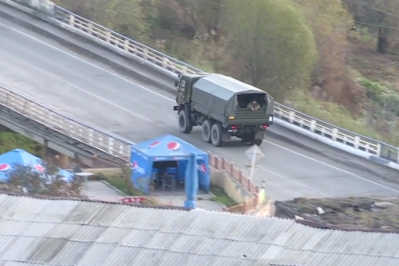 Russian peacekeepers entering Nagorno-Karabakh through Goris. Image via Russia Today.