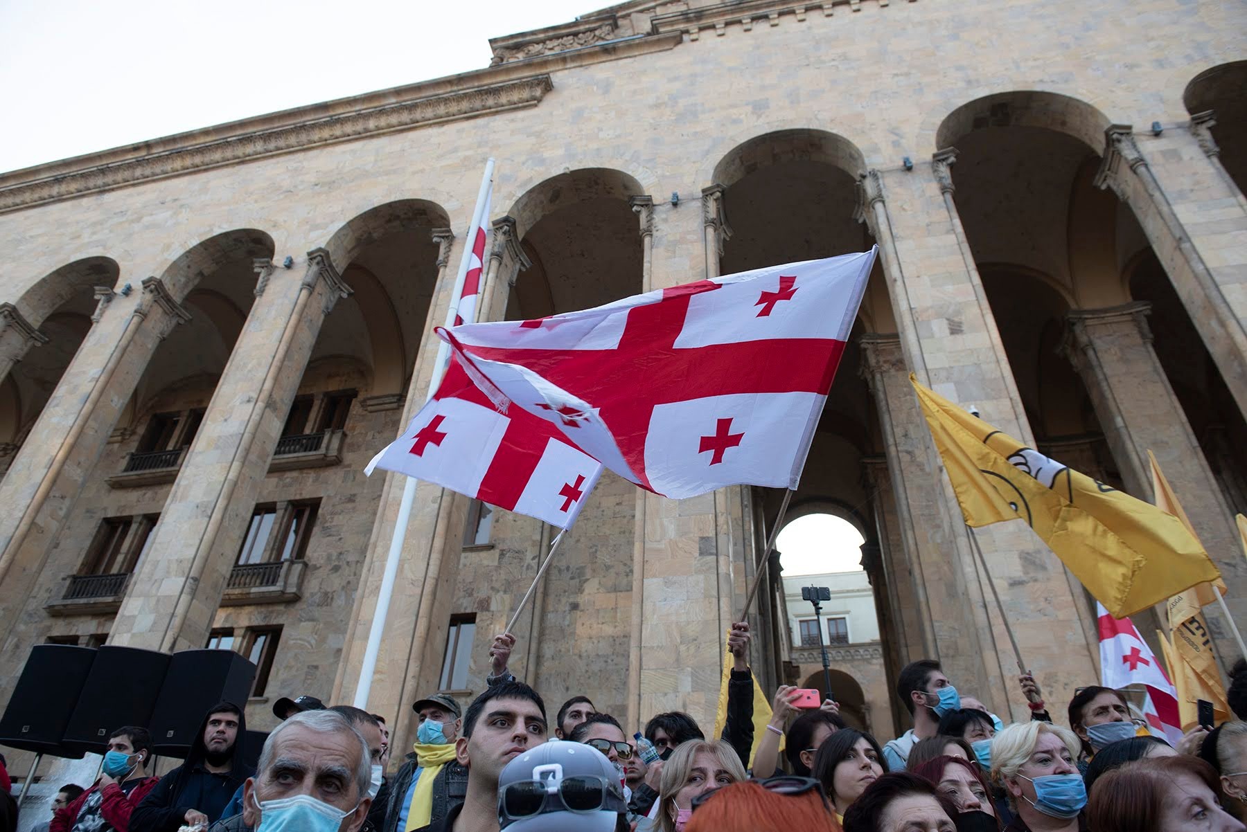 Protesters outside parliament on 1 November. Photo: Mariam Nikuradze/OC Media.