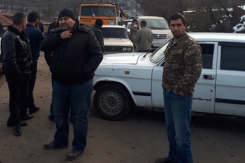 Residents of Shurnukh protesting in late December 2020. Image: Constance Leon.

