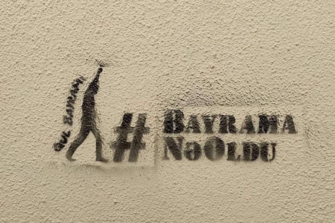 Graffiti with the slogan Bayramaneoldu (what happened to Bayram) has appeared in several cities in Turkey and Azerbaijan.