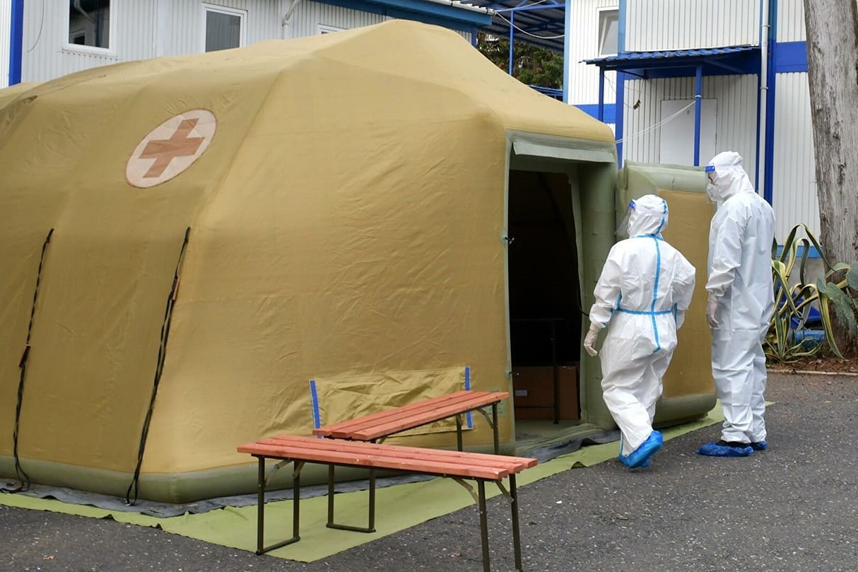 A mobile COVID-19 hospital in Sukhumi. Official photo.