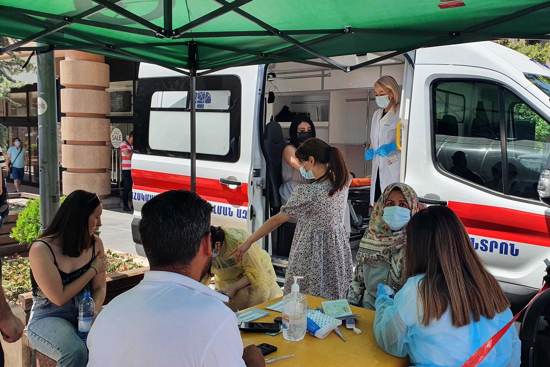 A vaccination station in Yerevan. Photo: Robin Fabbro/OC Media.