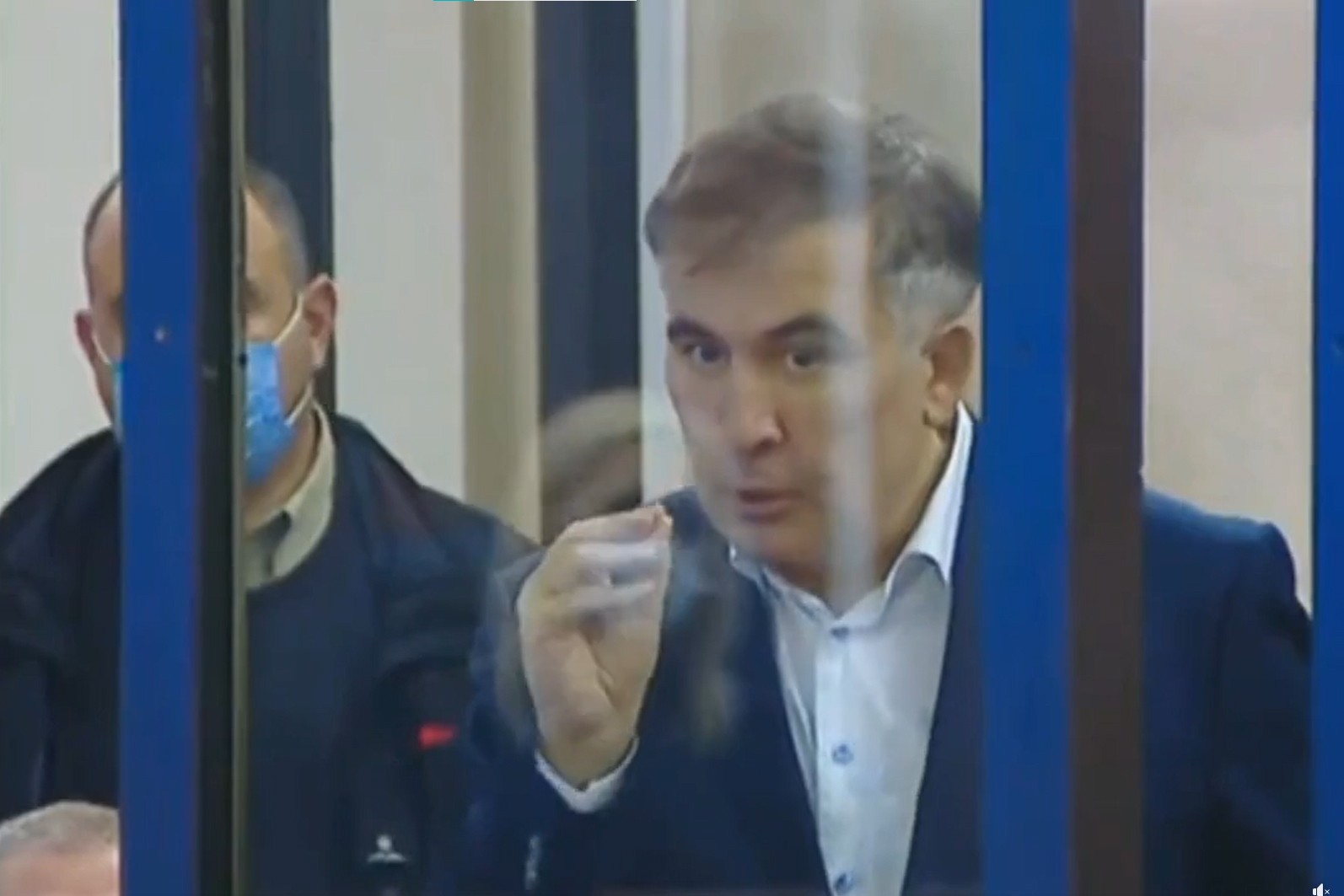 Mikheil Saakashvili adressing the court on 29 November 2021. Image via RFE/RL.