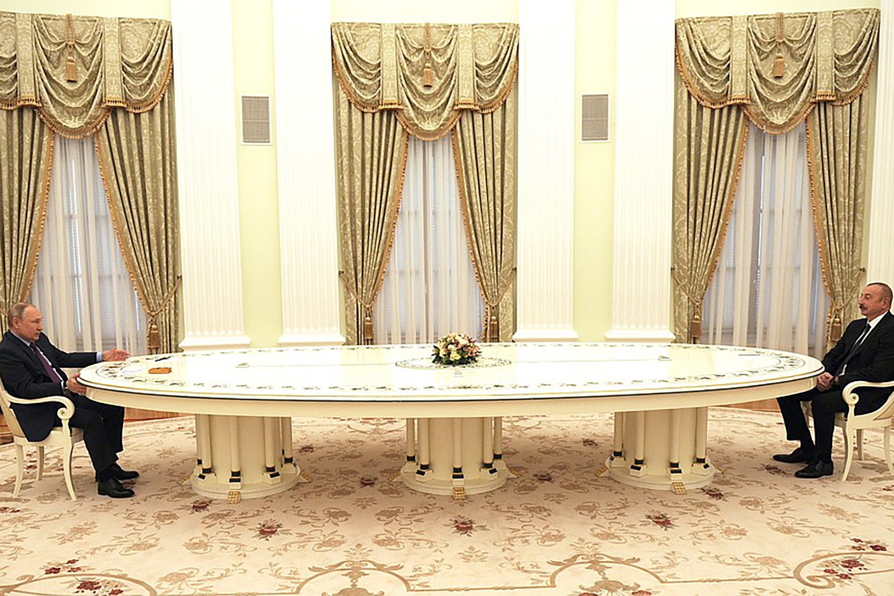 Vladimir Putin and Ilham Aliyev meeting in Moscow on 22 February. Photo: TASS.