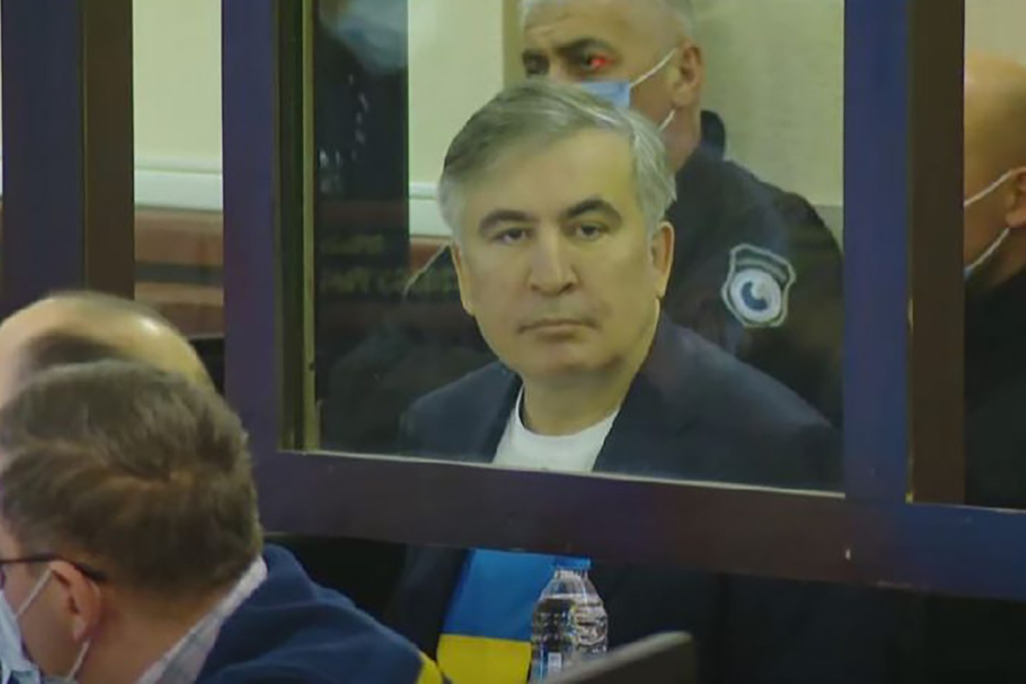Mikheil Saakashvili in court in February 2022. Photo via Mtavari. 