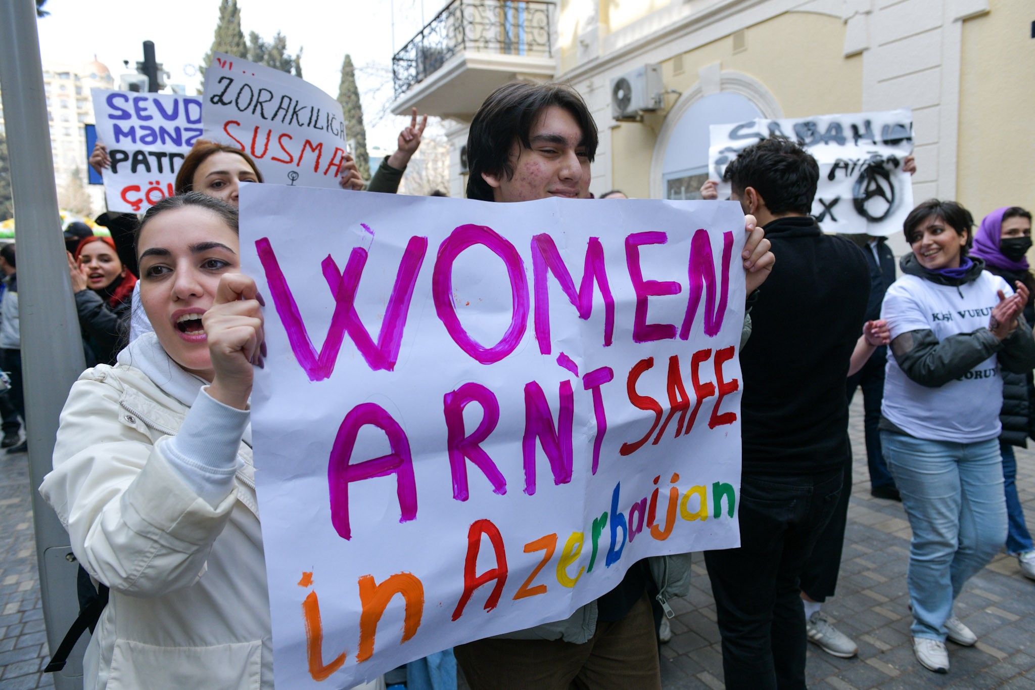 A demonstration in Baku on International Women's Day. Photo: Meydan TV.