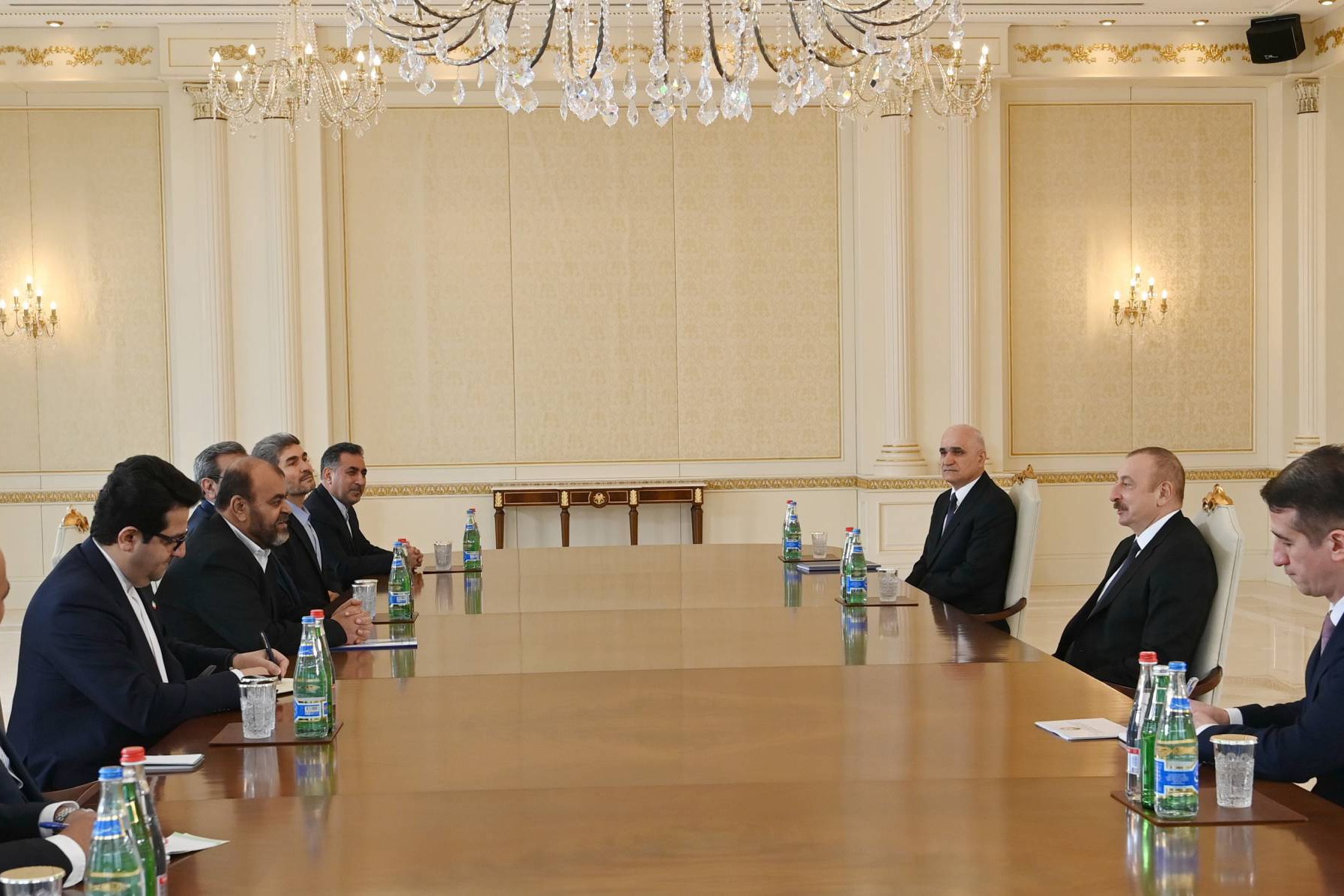 Azerbaijani President Ilham Aliyev recieves Iranian Minister of Urban Development and Roads Rostam Ghosemi in Baku. Official photo.