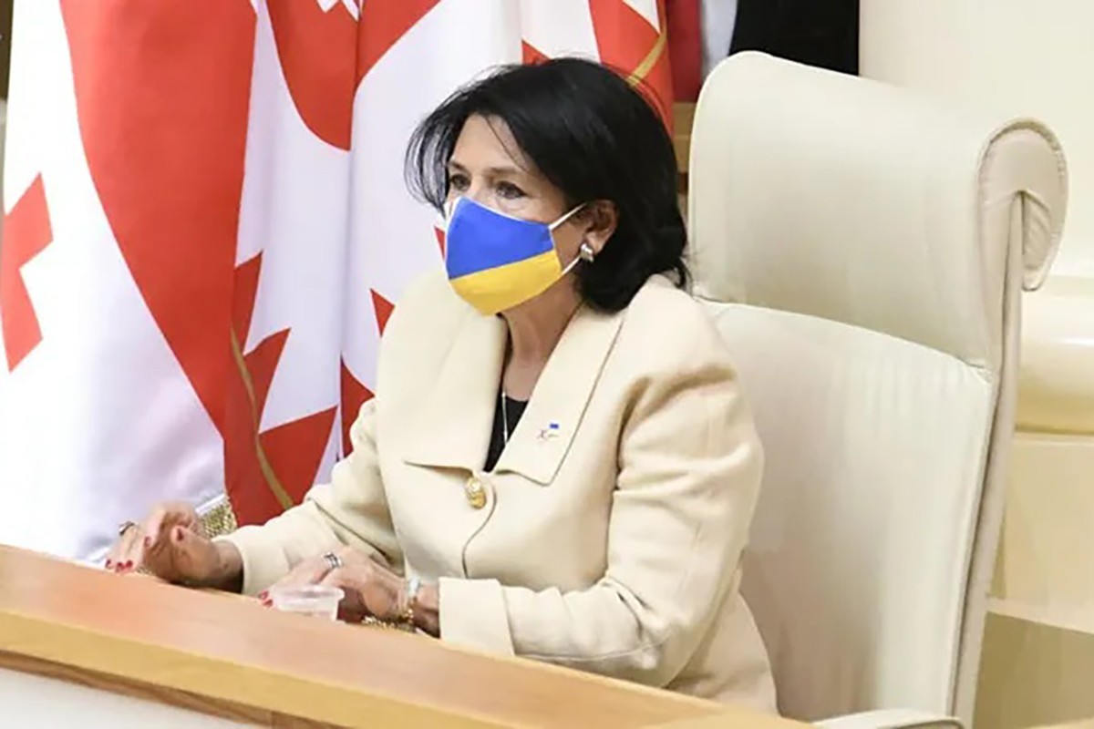 Georgian President Salome Zurabishvili addressing parliament on 14 March 2022. Photo: IPN. 