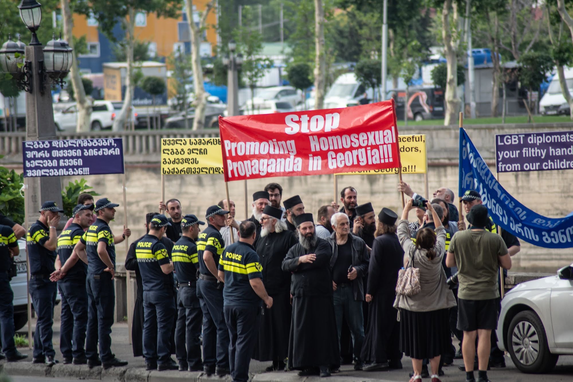 A homophobic protest in 2022.