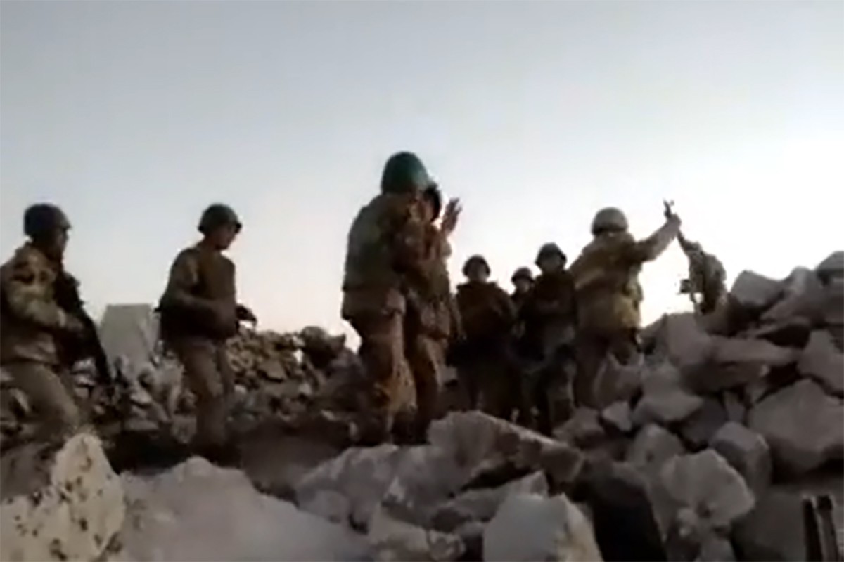 A still from the video released on 2 October appearing to show the execution of Armenian prisoners.