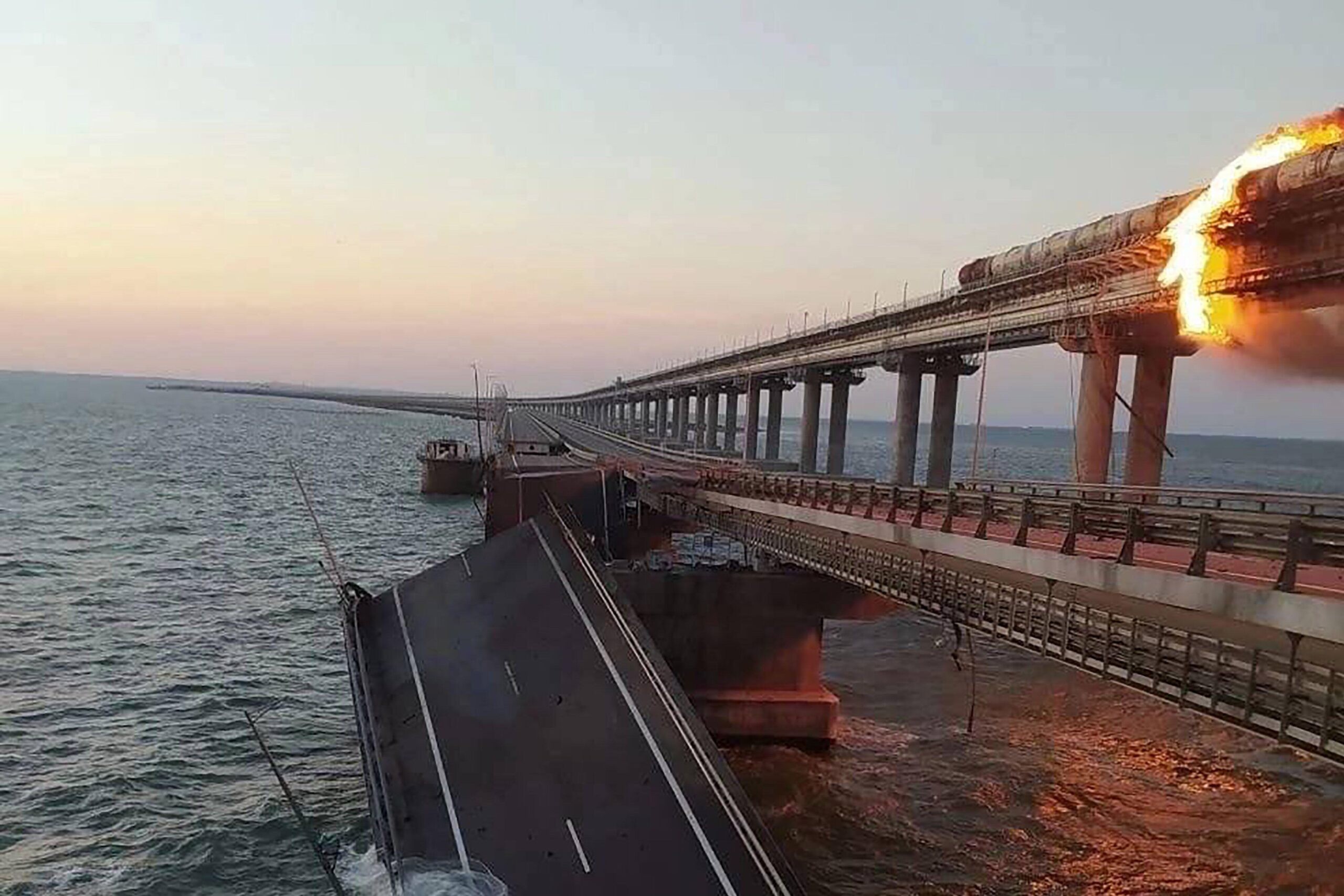 Damage to the Kerch Bridge following the explosion. Source: TASS