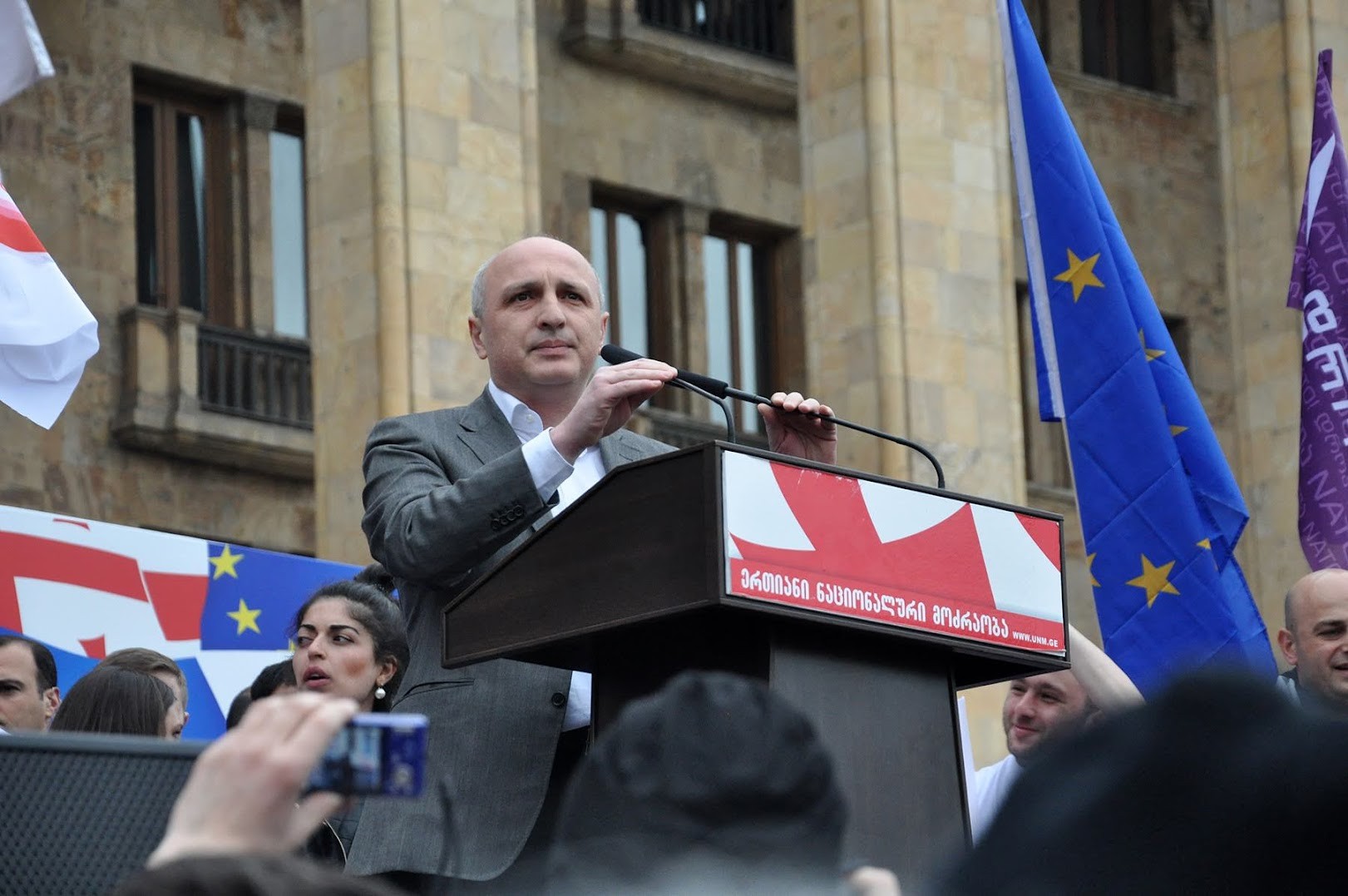 Vano Merabishvili addressing a UNM rally in April 2013. Photo: Mariam Nikuradze/OC Media.