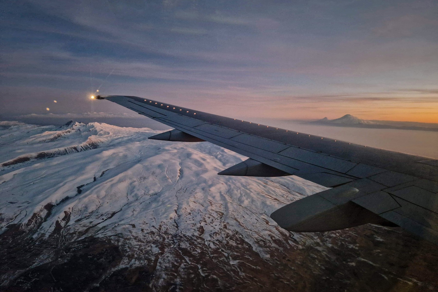 Mount Ararat seen through the window of a plane. Photo: Mariam Nikuradze/OC Media.