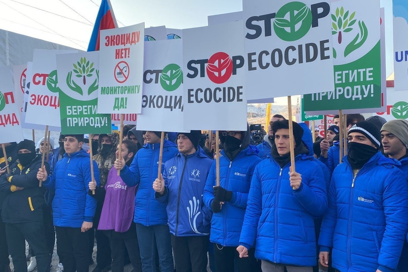 The Azerbaijani ‘eco-activists’. Photo: Trend.
