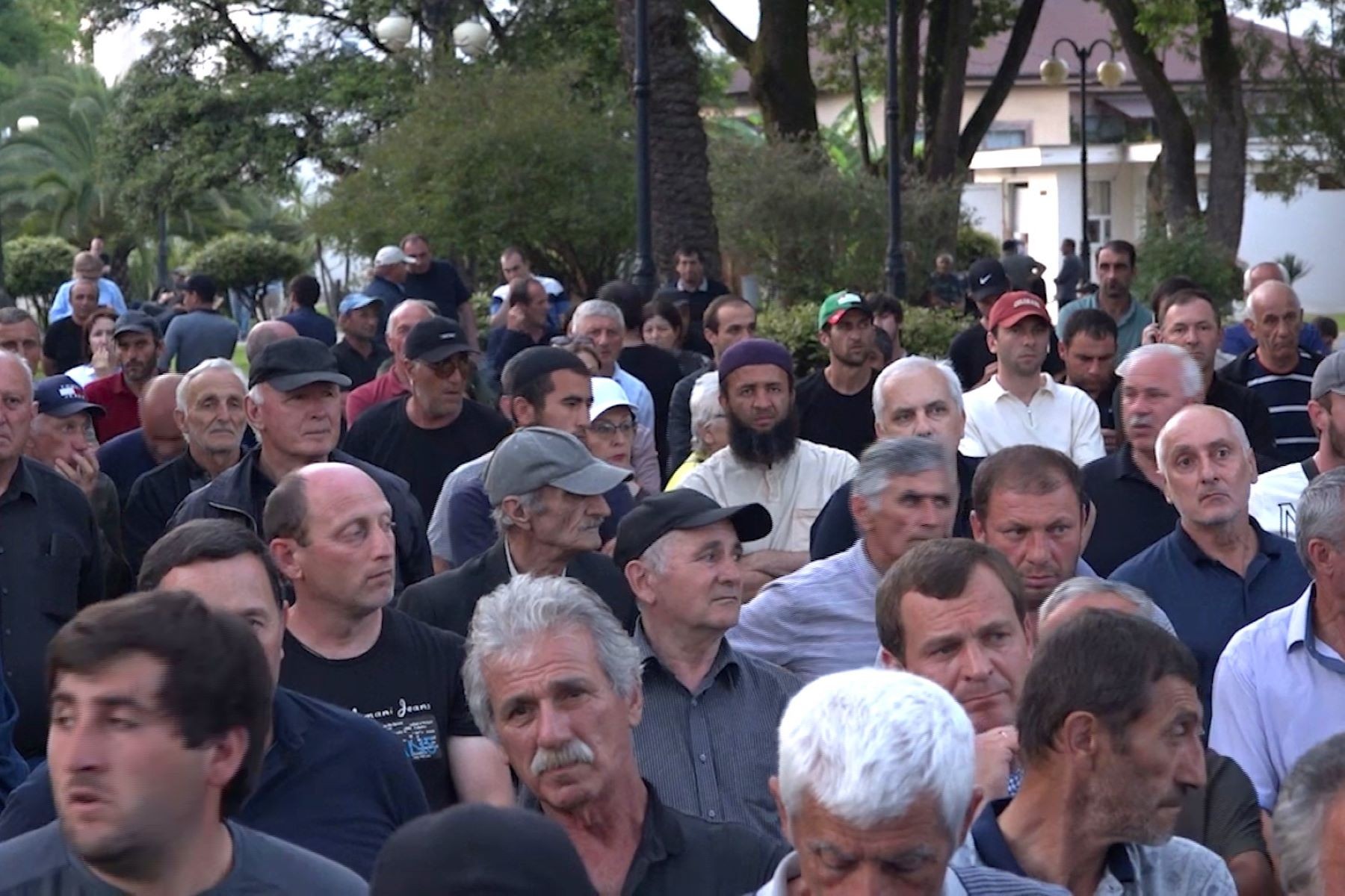 Opposition protesters in Sukhumi. Screengrab from Abaza TV