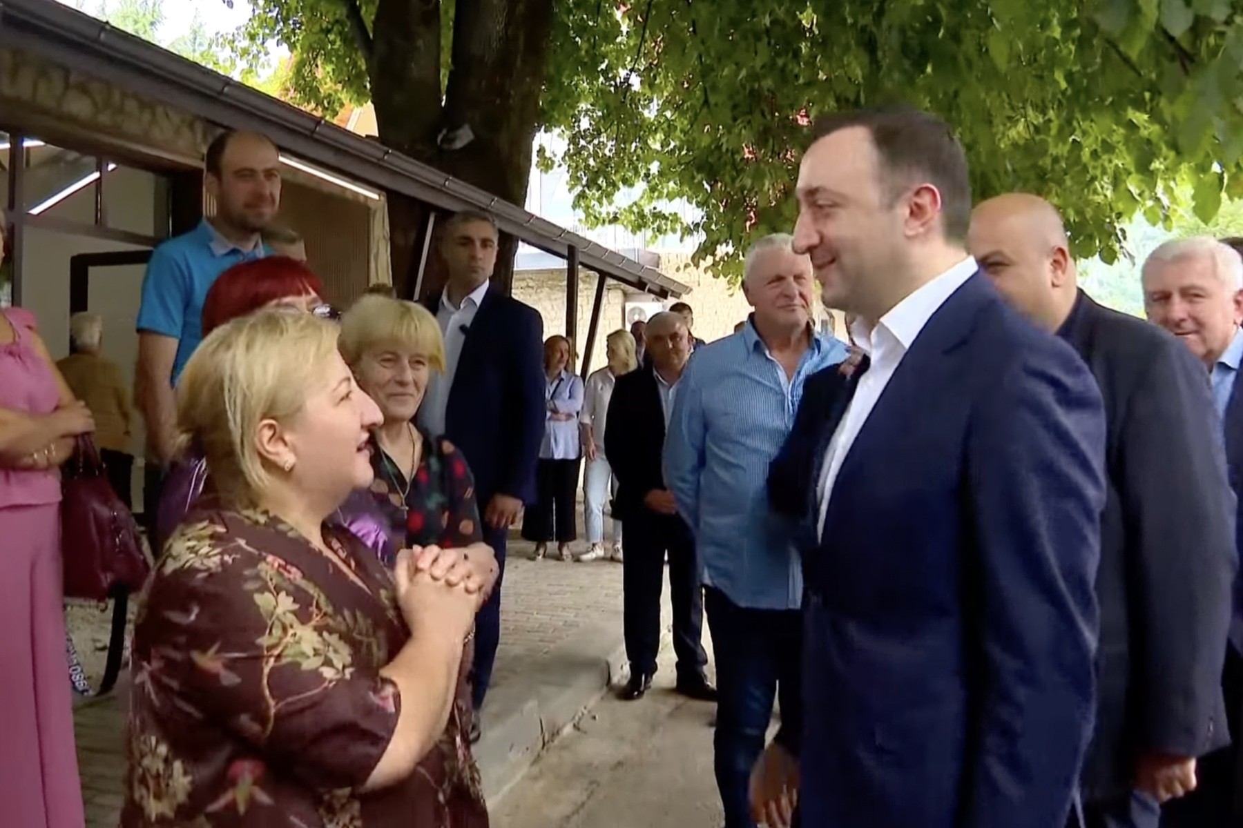 Gulnaz Goletiani speaking to Prime Minister Irakli Gharibashvili in the video. Screengrab from video, Georgian Government/Facebook
