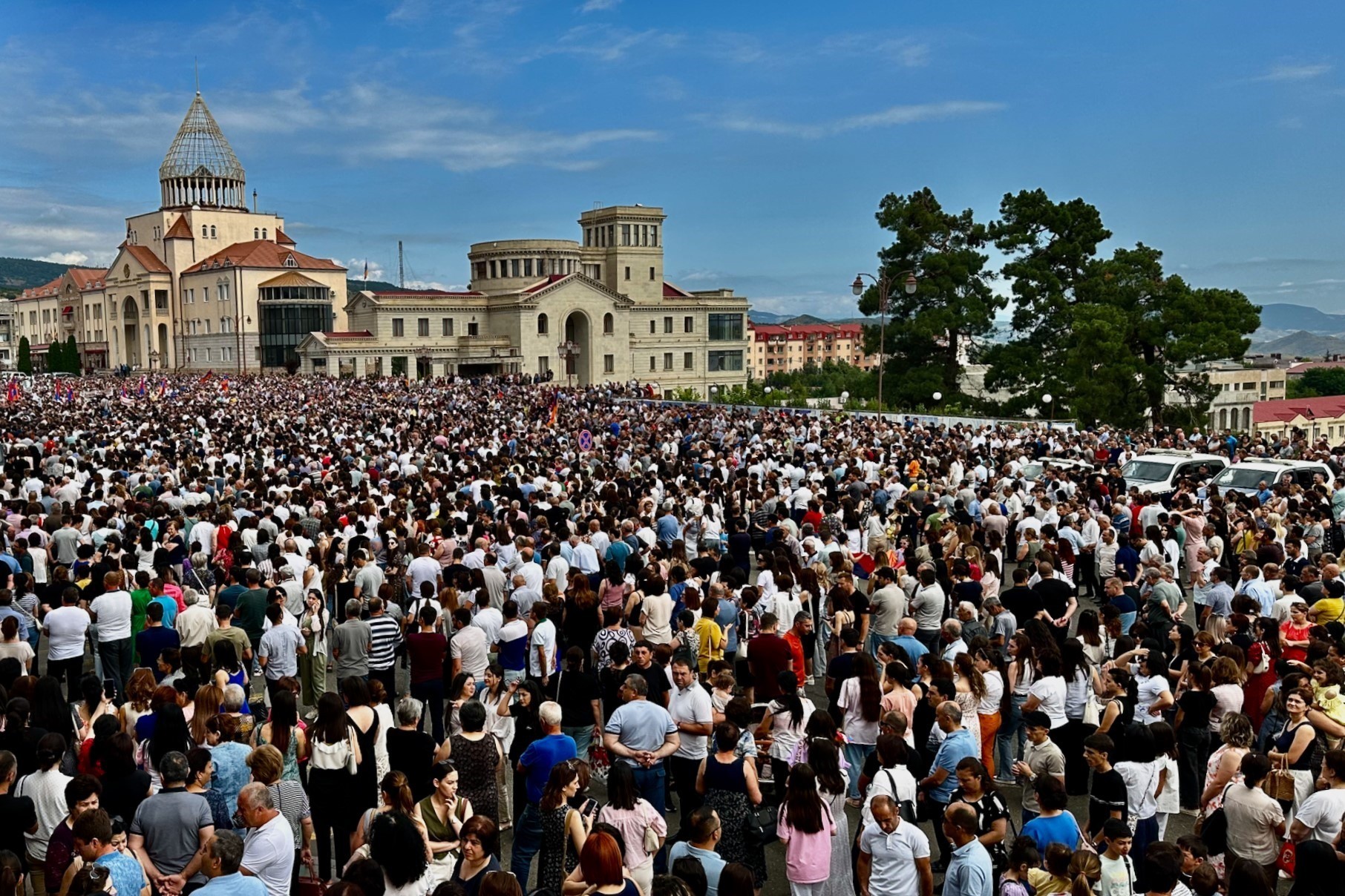 Protesters gathered in central Stepanakert. Photo: Marut Vanyan/OC Media.