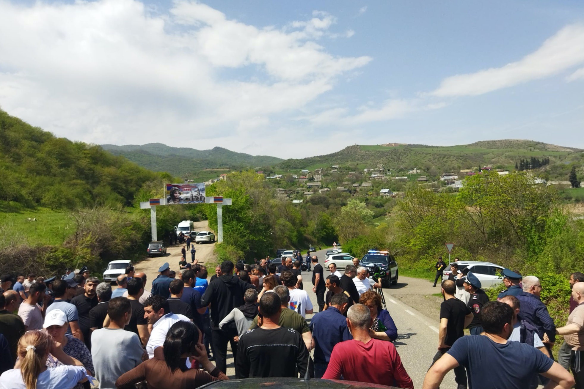 A road blocked by protesters in Tavush Province. Photo: Gohar Vardanyan