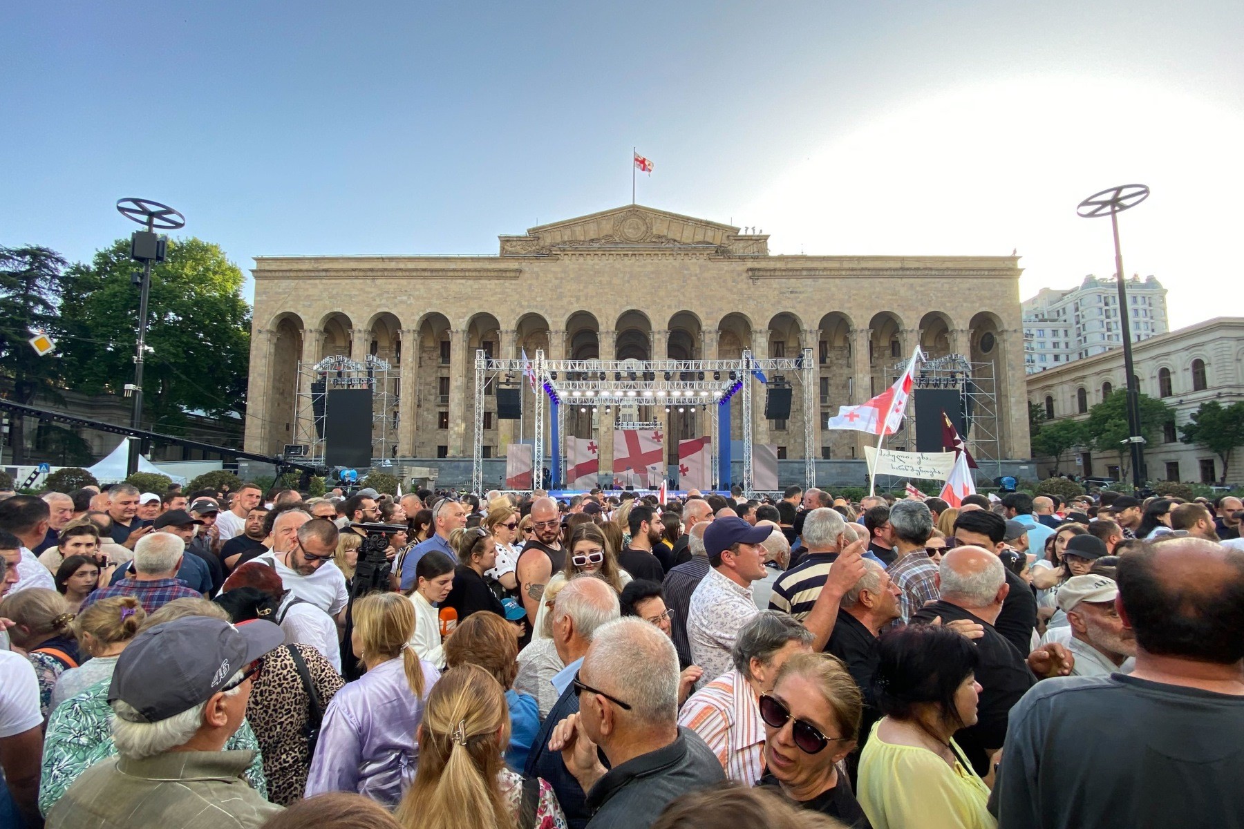 A crowd of at least 100,000 is gathered in front of Georgia's parliament. Photo: Tamar Shvelidze/OC Media