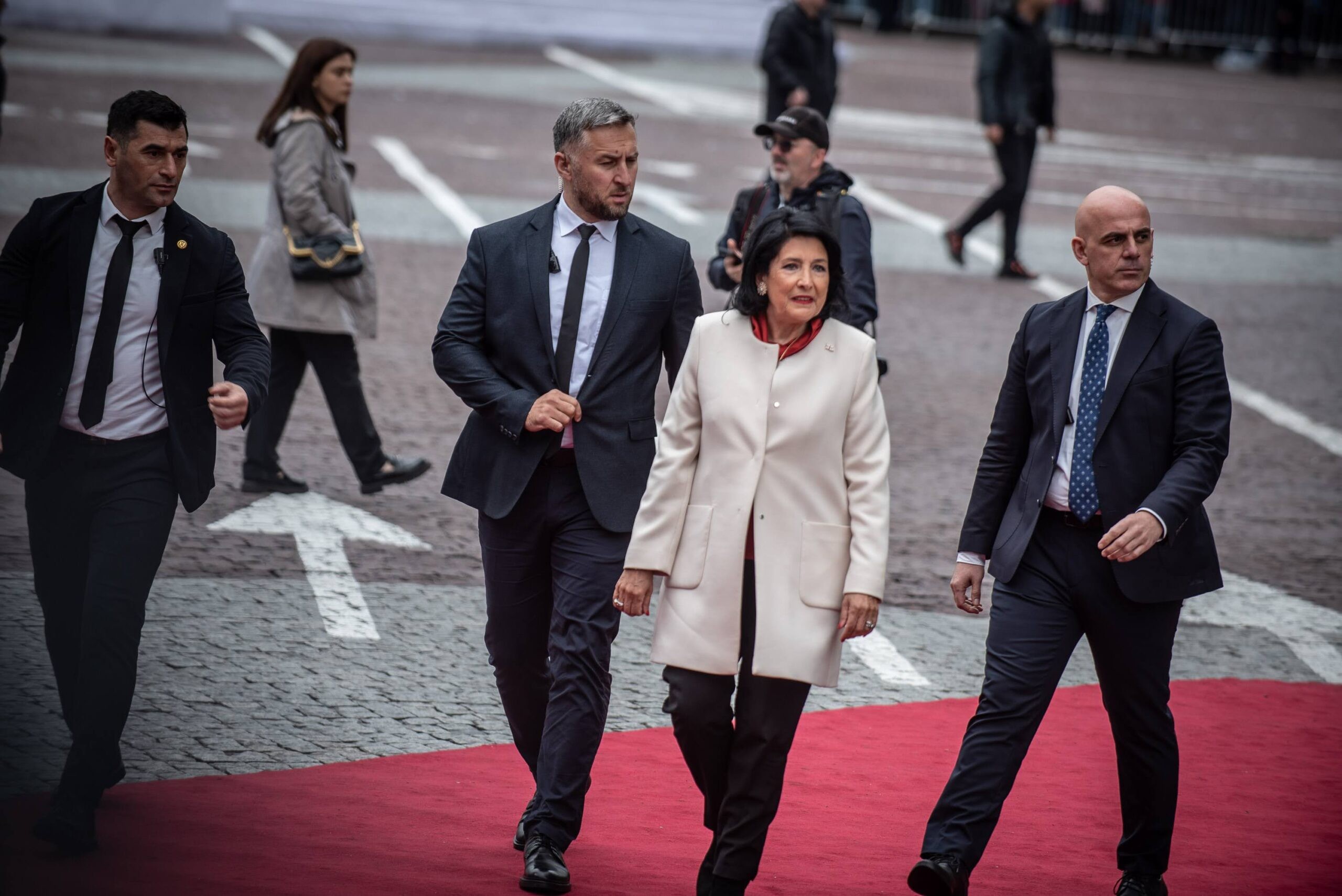 President Salome Zourabichvili at a ceremony swearing in new soldiers earlier on 26 May. Photo: Mariam Nikuradze/OC Media