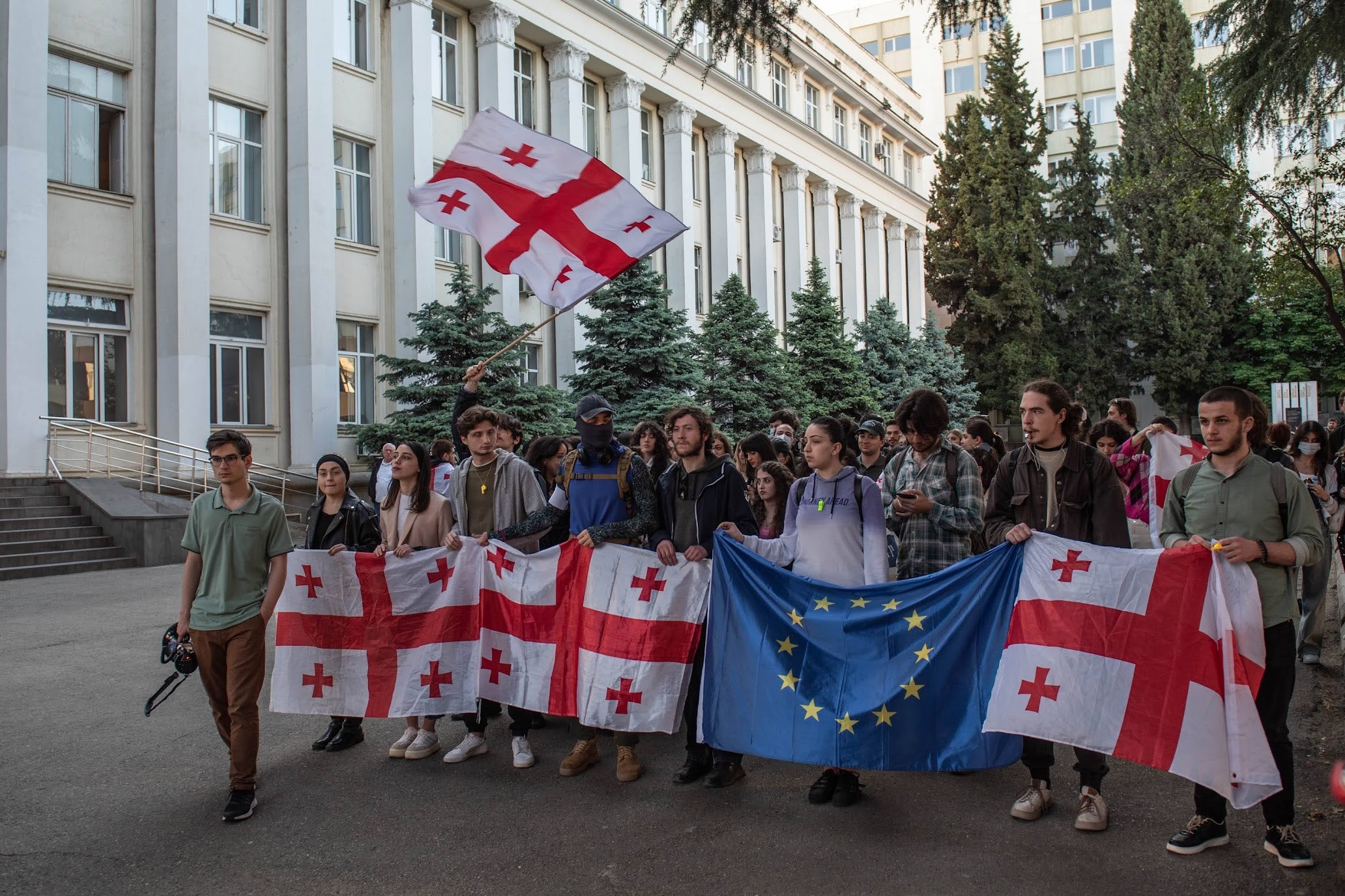 A student protest against the foreign agent law on 20 May. Photo: Mariam Nikuradze/OC Media. 