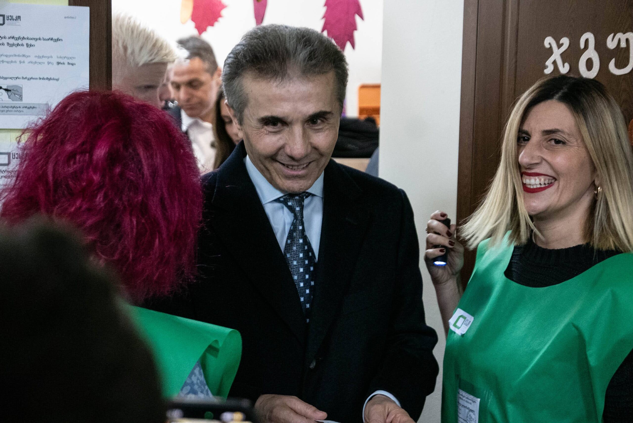 Georgian Dream founder Bidzina Ivanishvili enters a polling station to cast his ballot. Photo: Mariam Nikuradze/OC Media.