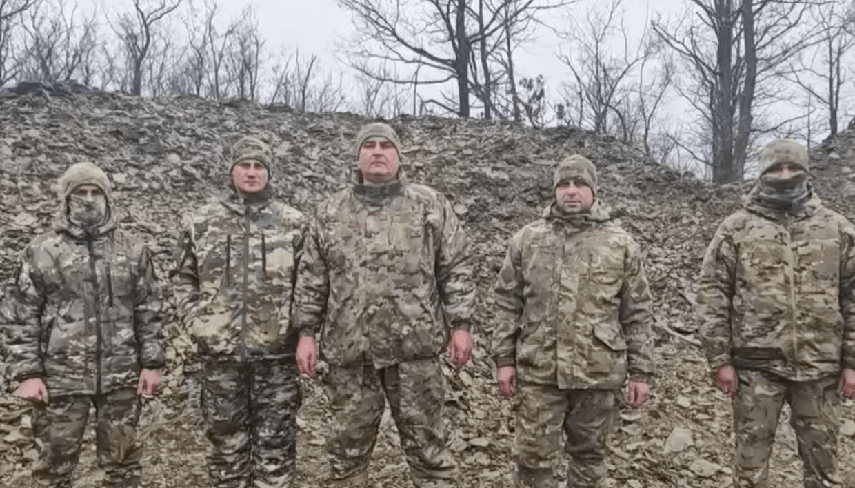 The servicemen who have recorded a video message. Photo: screenshot from social media.