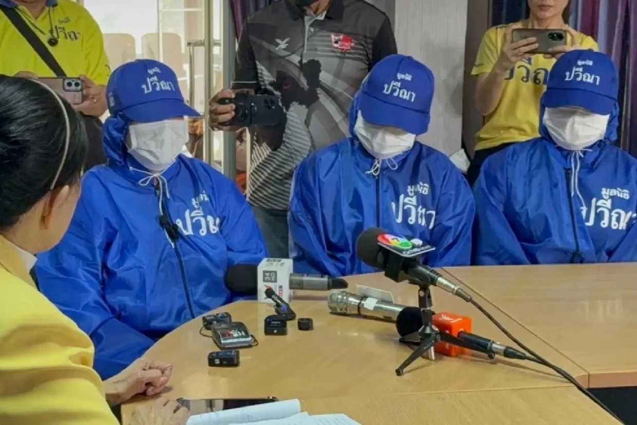The three rescued women at the office of the Pavena Foundation for Children and Women in Bangkok, Thailand. Photo: The Nation.