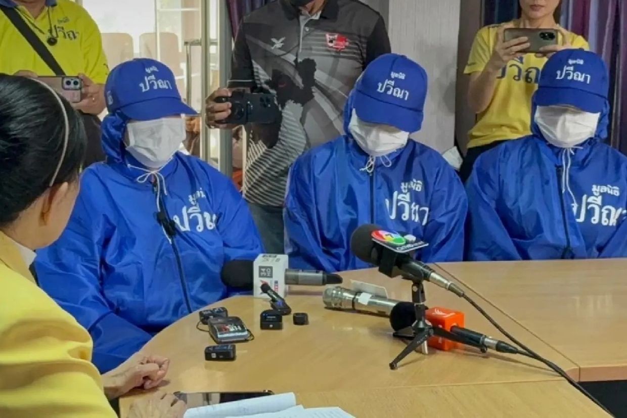 The three rescued women at the office of the Pavena Foundation for Children and Women in Bangkok, Thailand. Photo: The Nation.
