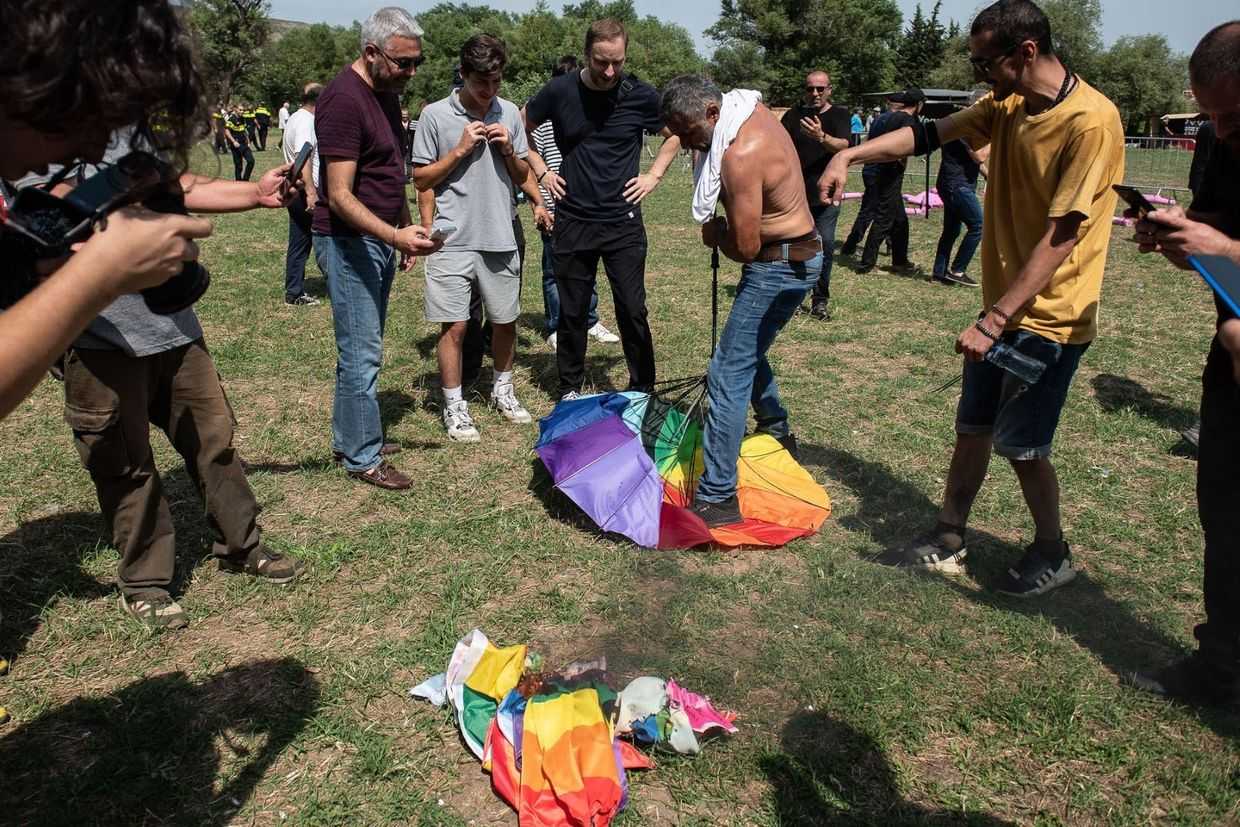 Alt info stormed a Pride Festival on 8 July 2023, as police watched on. Photo: Mariam Nikuradze/OC Media.