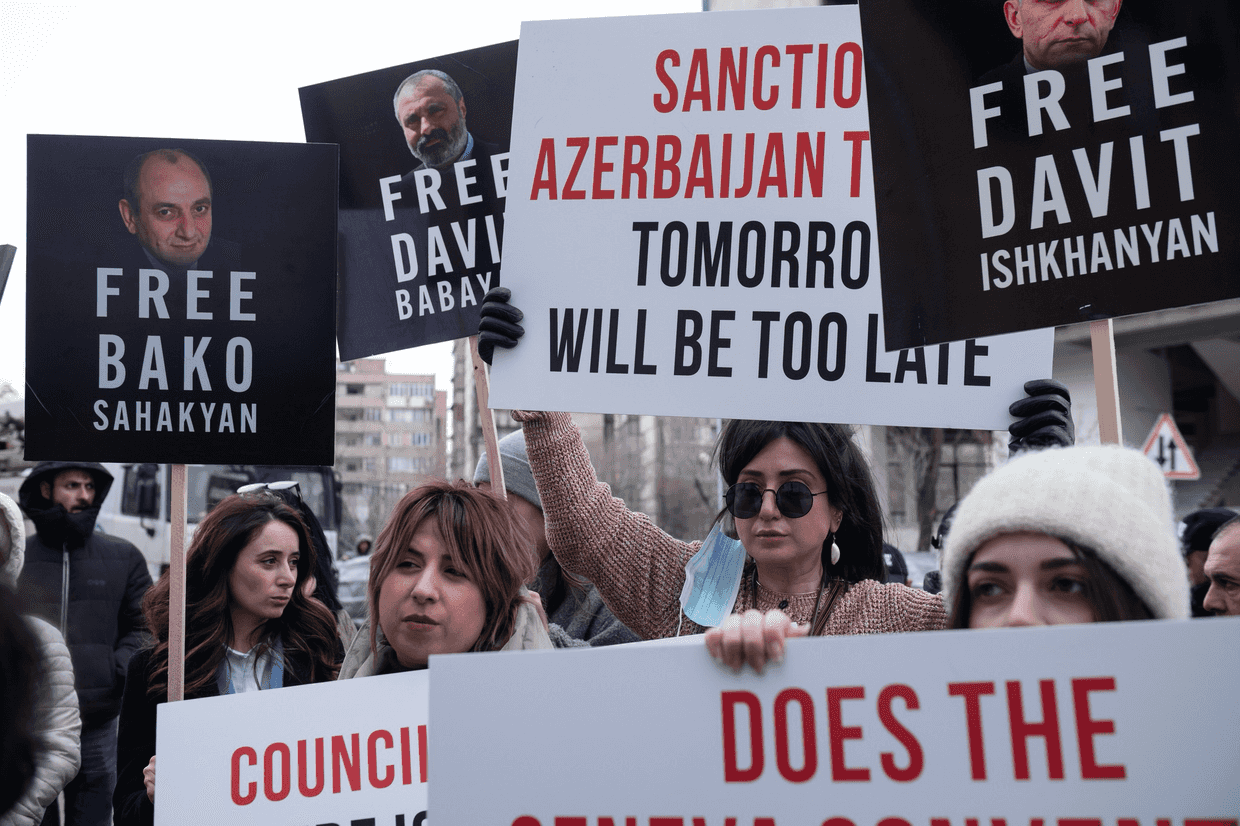 A demonstration held near the ICRC office in Yerevan. Photo via social media.