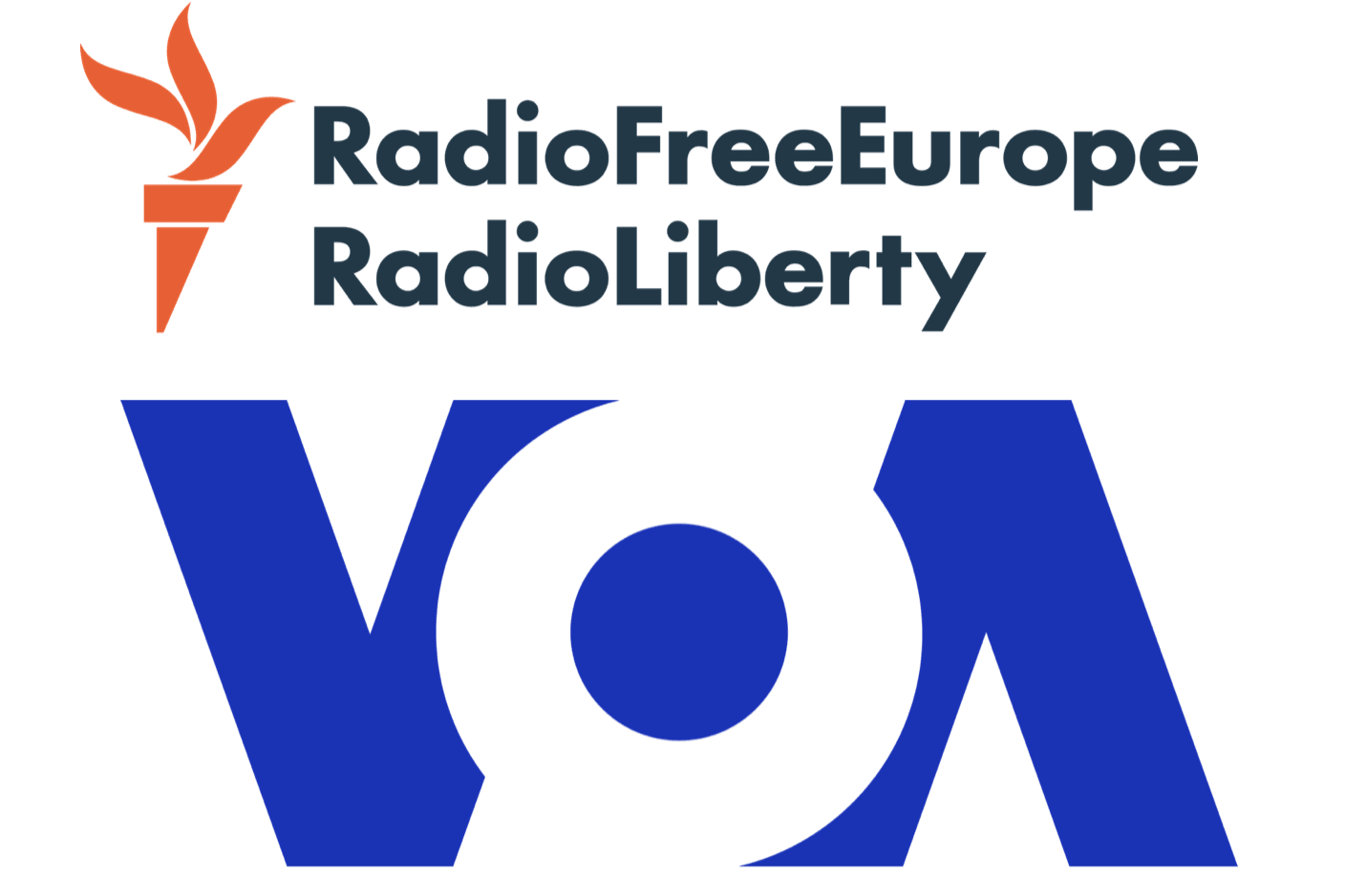 The logos of Voice of America (VOA) and Radio Free Europe/Radio Liberty (RFE/RL).