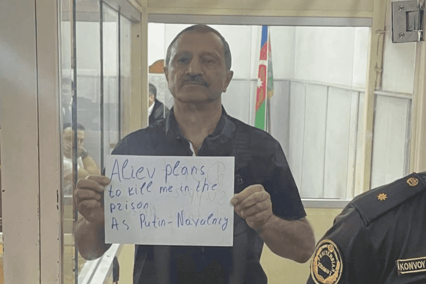 Tofig Yagublu during the court process in the Baku Grave Crimes Court. Photo: Social Media. 