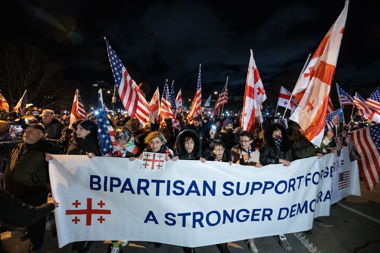 A march in Tbilisi in support of the MEGOBARI Act. Photo: Mariam Nikuradze/OC Media.