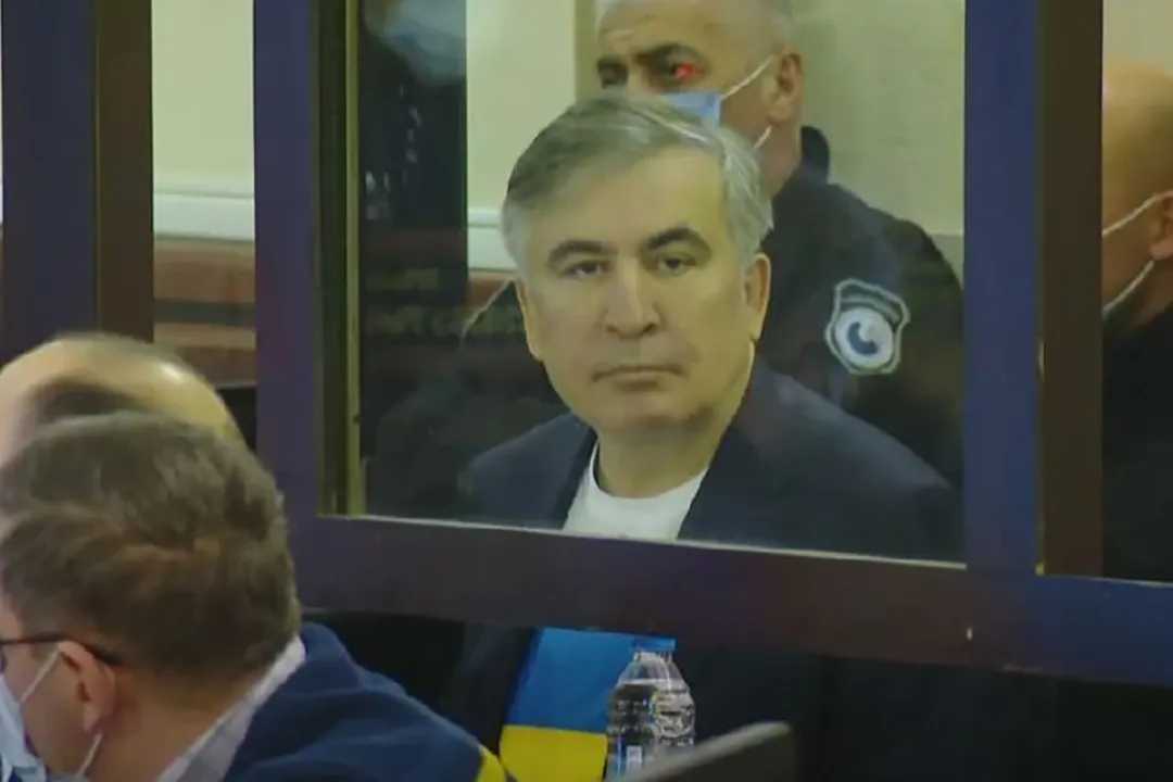Mikheil Saakashvili in court in February 2022. Photo via Mtavari.