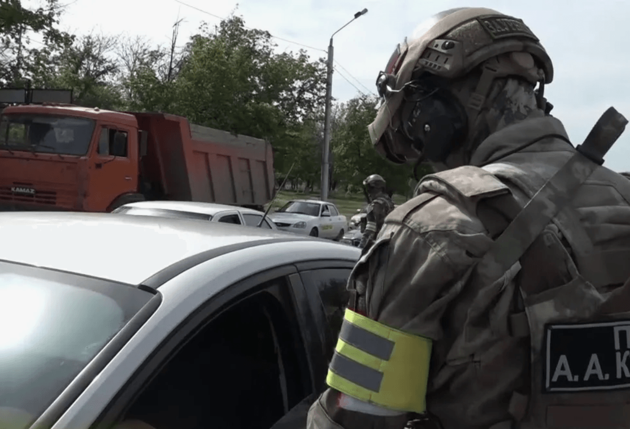 The Chechen security forces. Photo: screenshot from video.