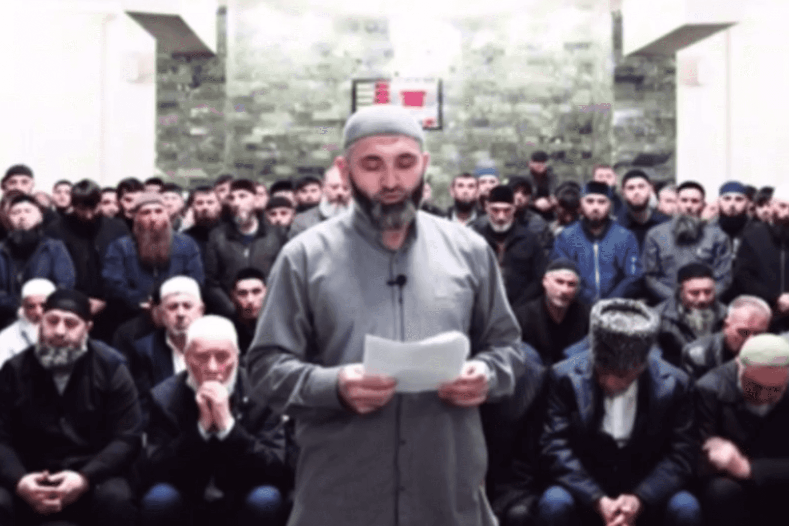 The religious leaders in Ingushetia record the video. Screengrab from video.