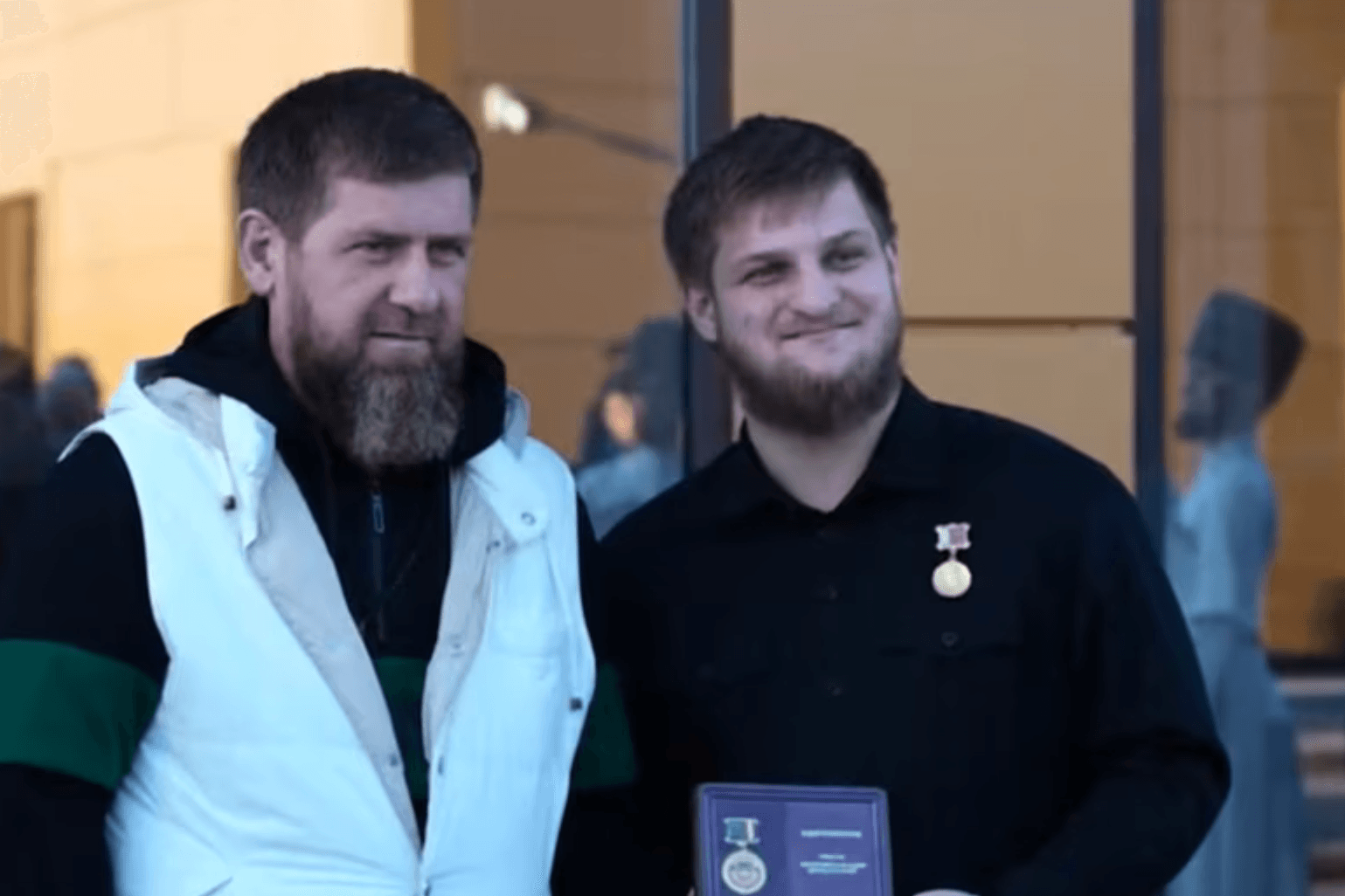 Ramzan Kadyrov and his son Akhmat. Screengrab.