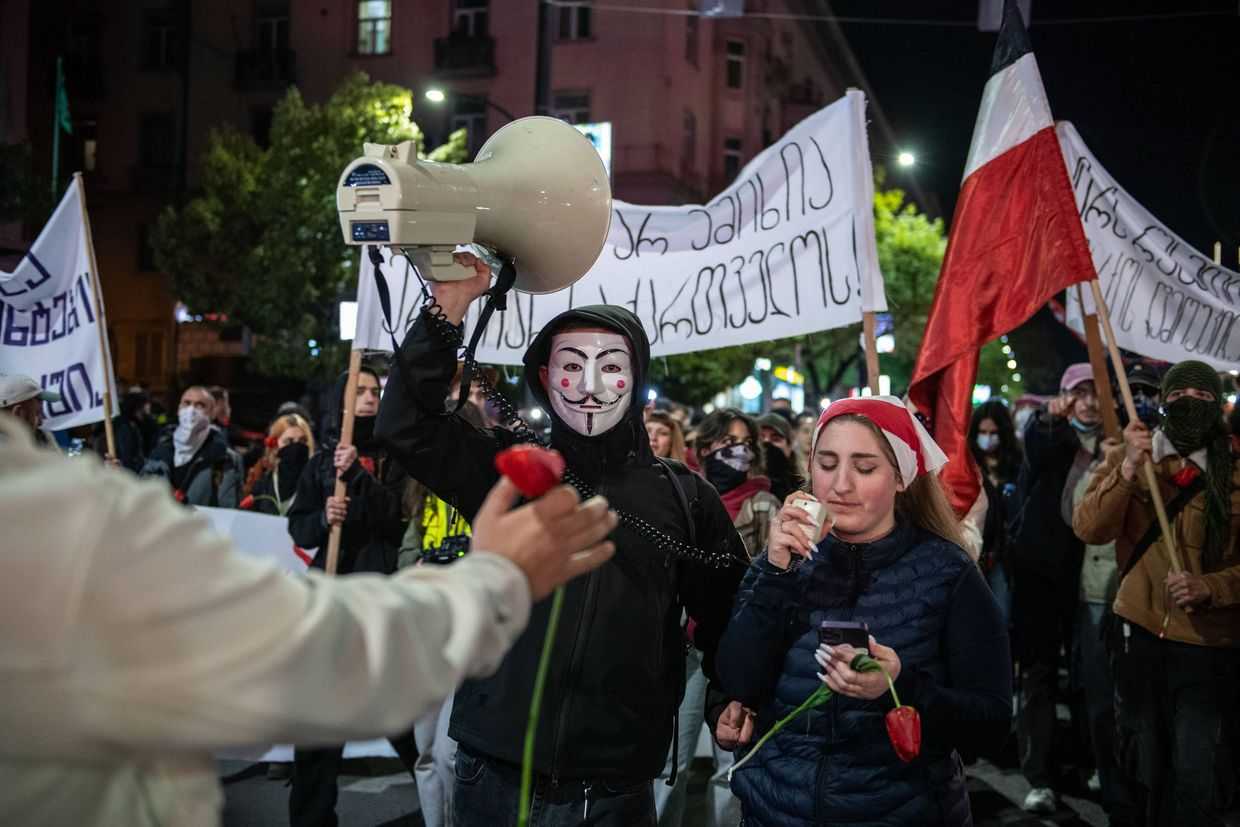 Student march in Tbilisi commemorating 9 April 1989 massacre. Photo: Mariam Nikuradze/OC Media.